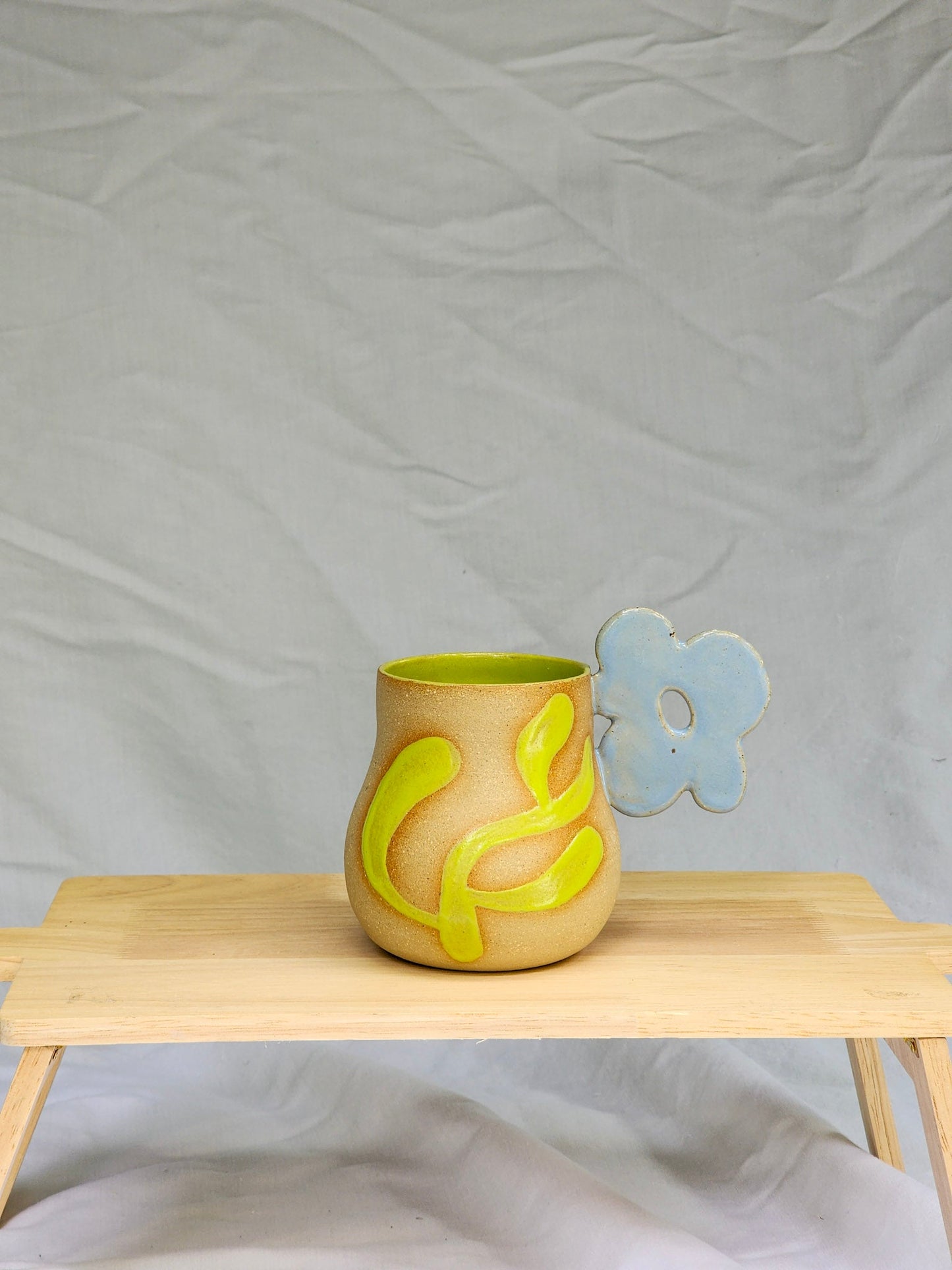 blue flower handle mug - Kaelceramic