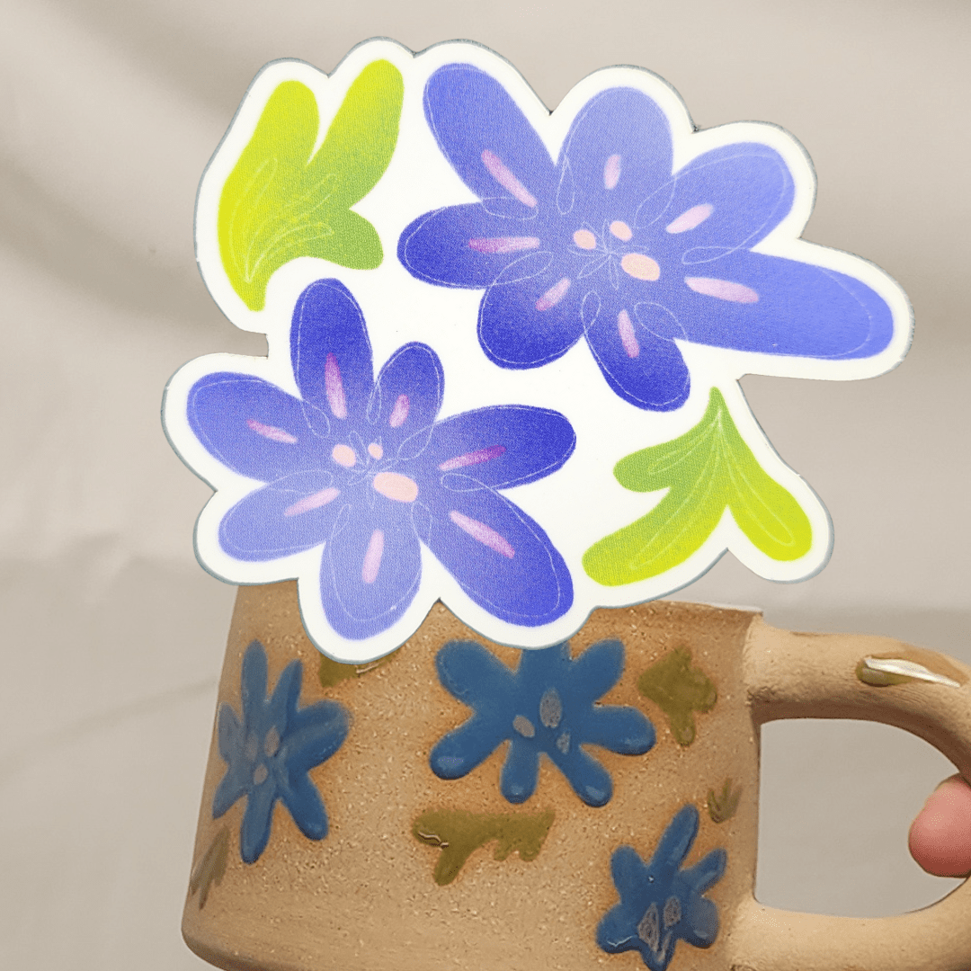 blue flower sticker - Kaelceramic