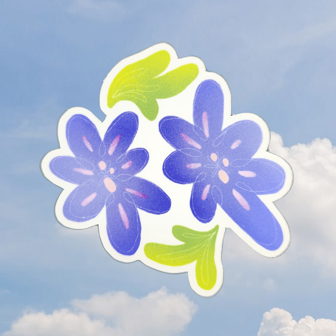 blue flower sticker - Kaelceramic