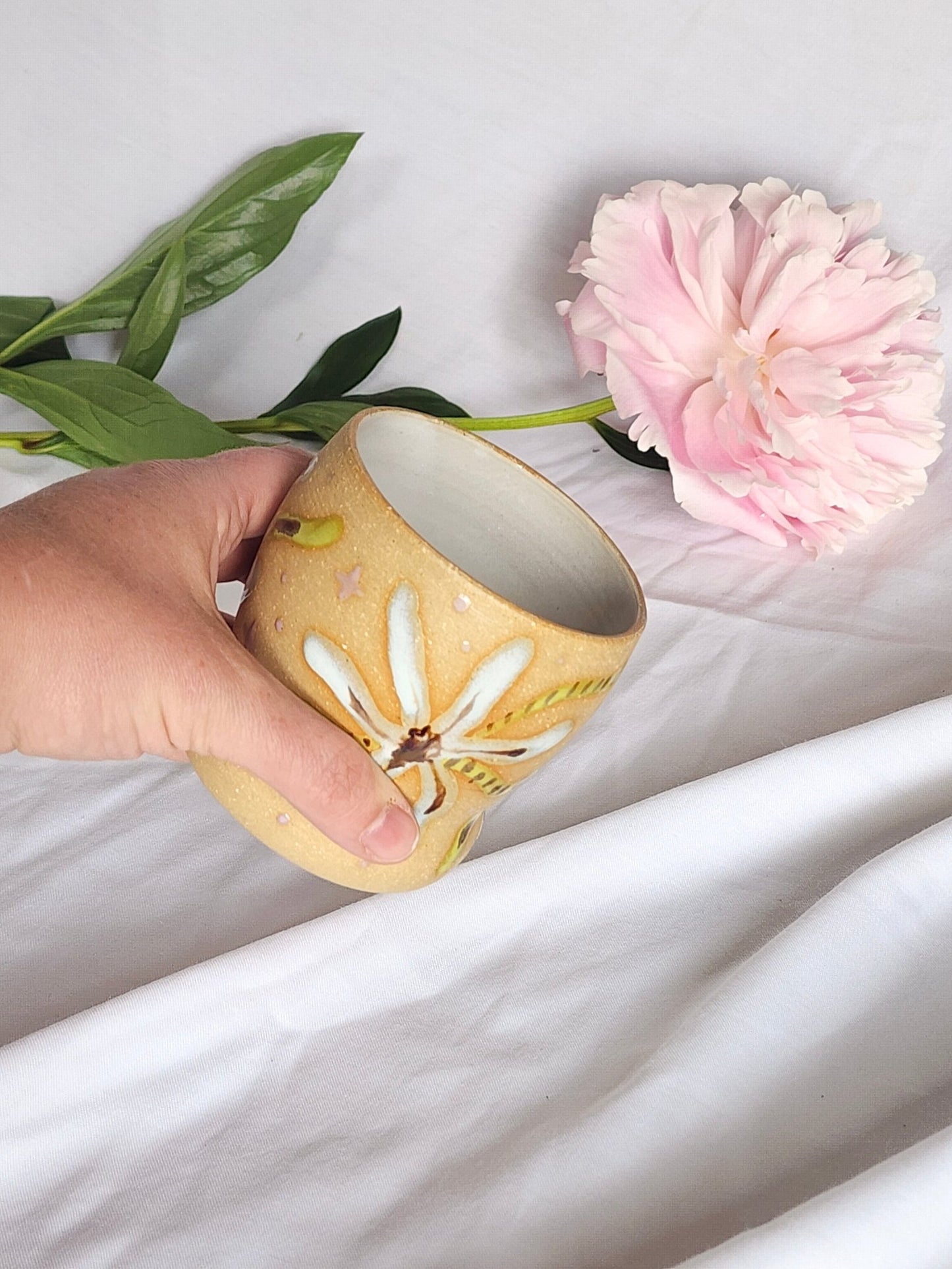 blue striped flower sipper - Kaelceramic