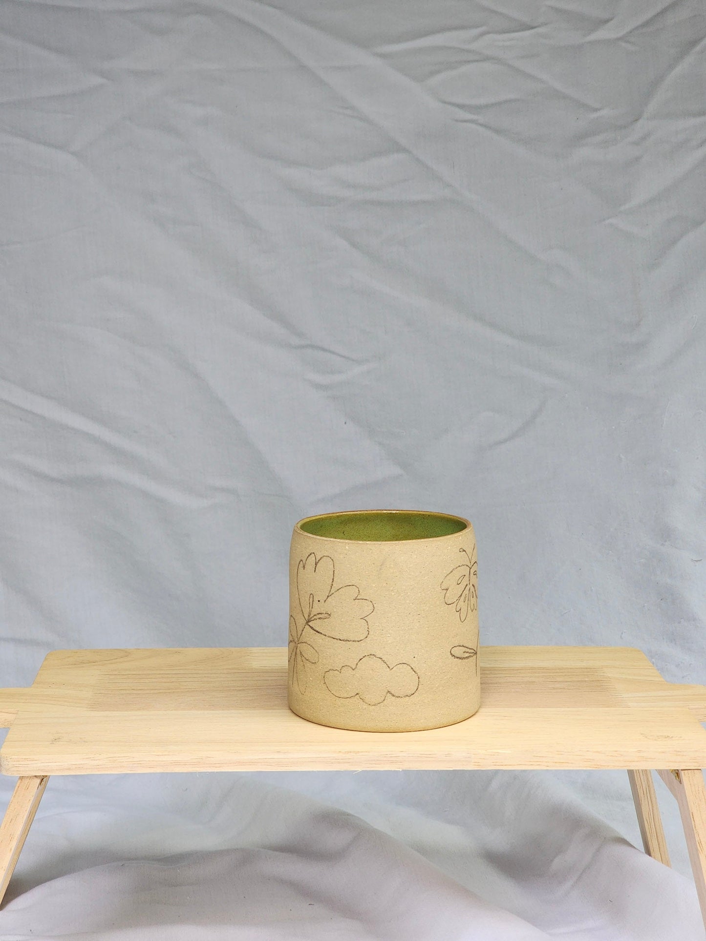 butterfly + bird ~ sketch cup - Kaelceramic