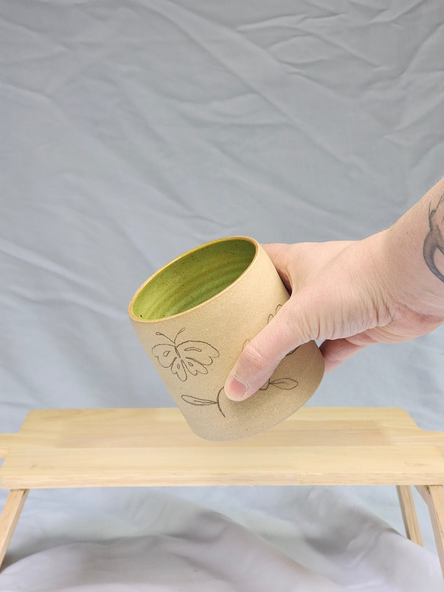 butterfly + bird ~ sketch cup - Kaelceramic