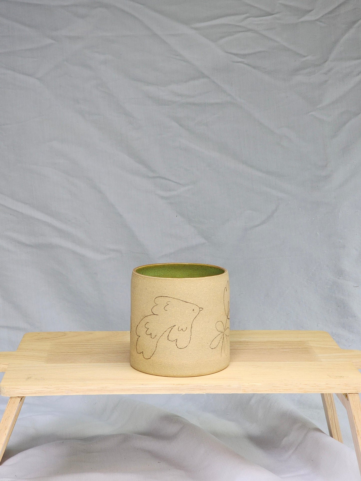 butterfly + bird ~ sketch cup - Kaelceramic