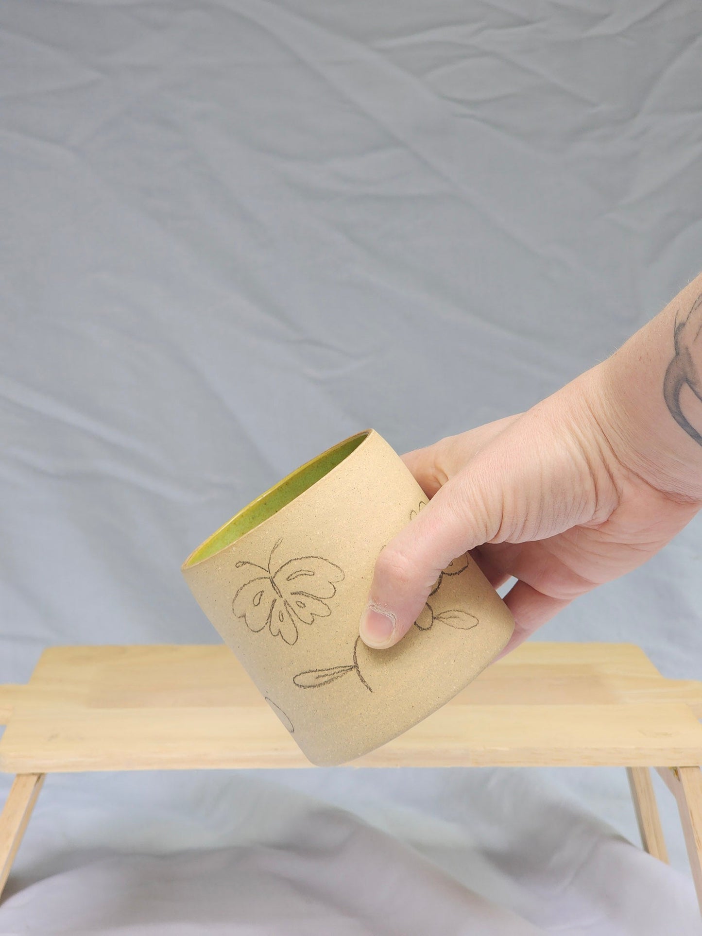 butterfly + bird ~ sketch cup - Kaelceramic