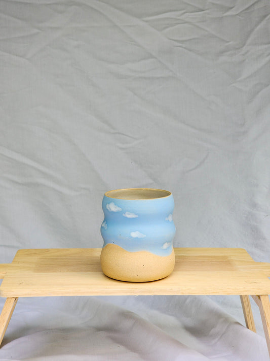 cloudie squiggle cup ~ half tone + 3 squiggles - Kaelceramic