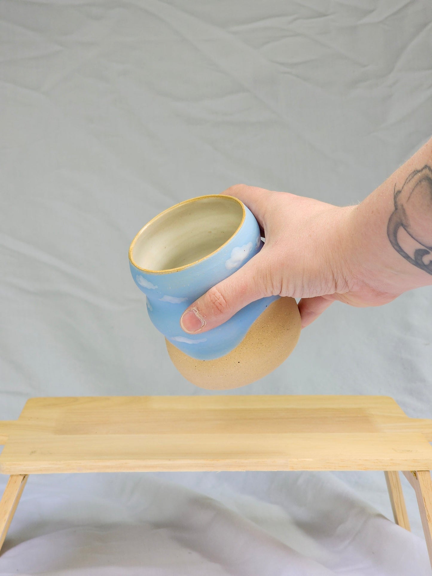 cloudie squiggle cup ~ half tone + 3 squiggles - Kaelceramic