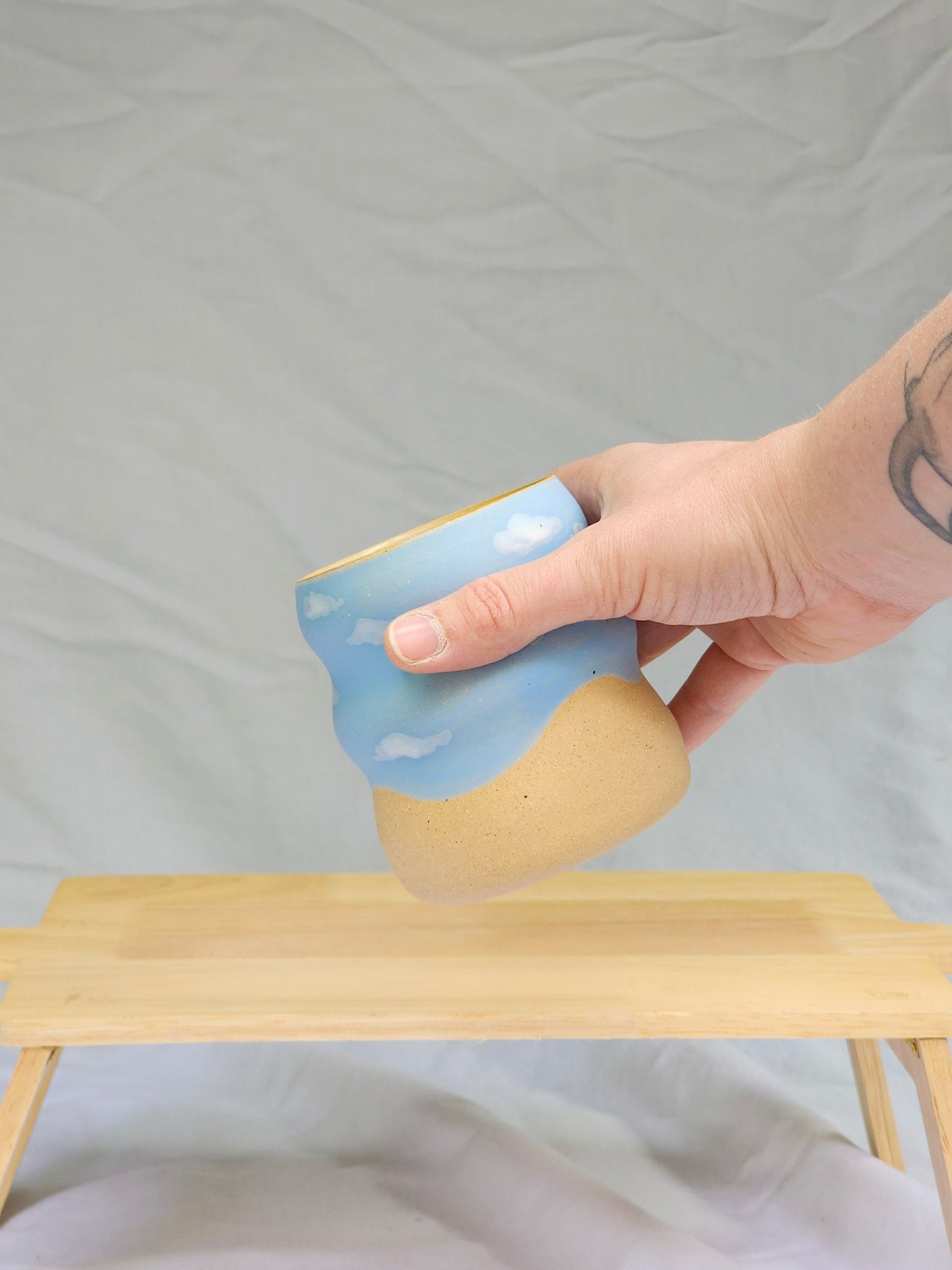 cloudie squiggle cup ~ half tone + 3 squiggles - Kaelceramic