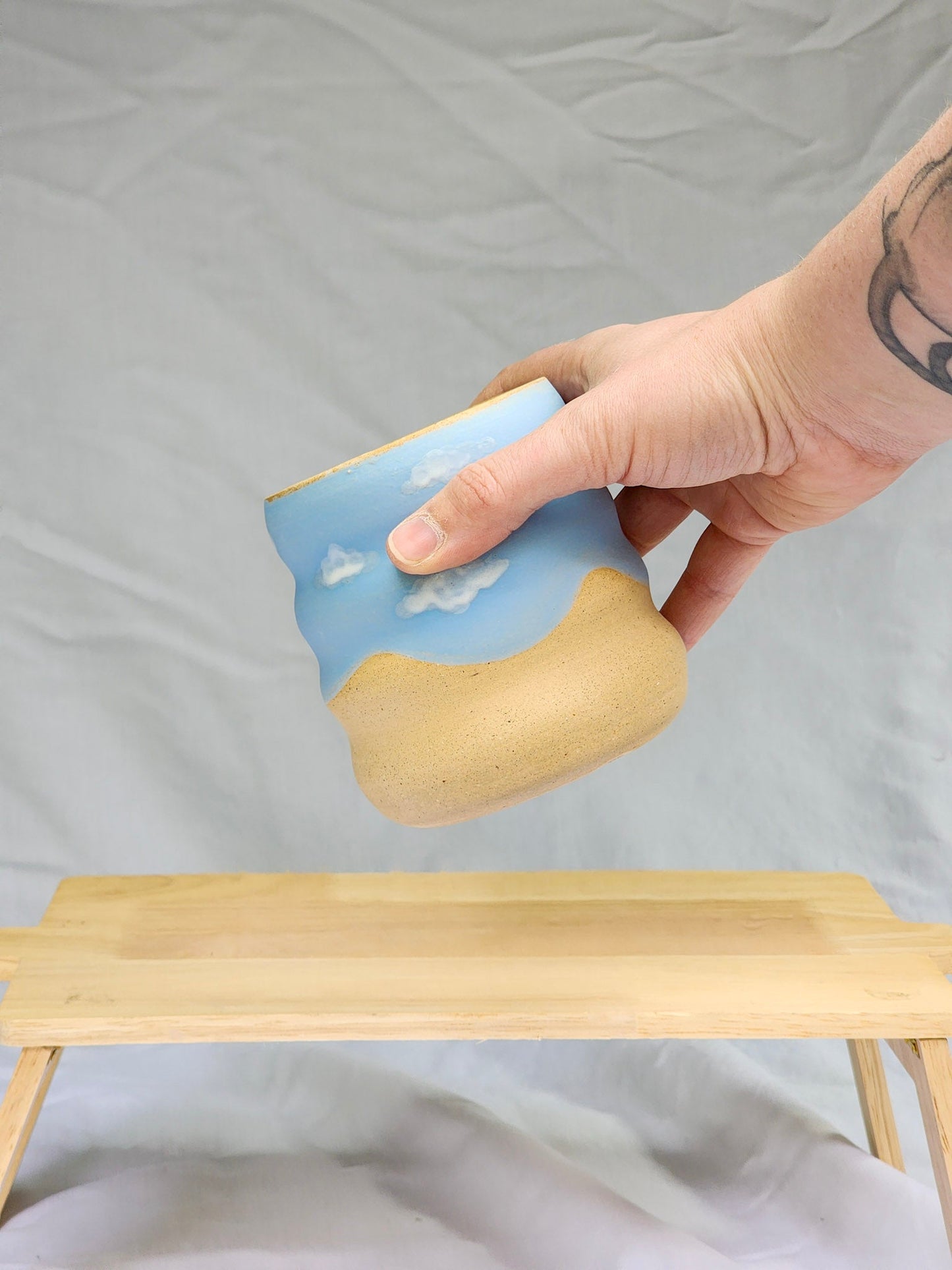 cloudie squiggle cup ~ half tone + 4 squiggles - Kaelceramic