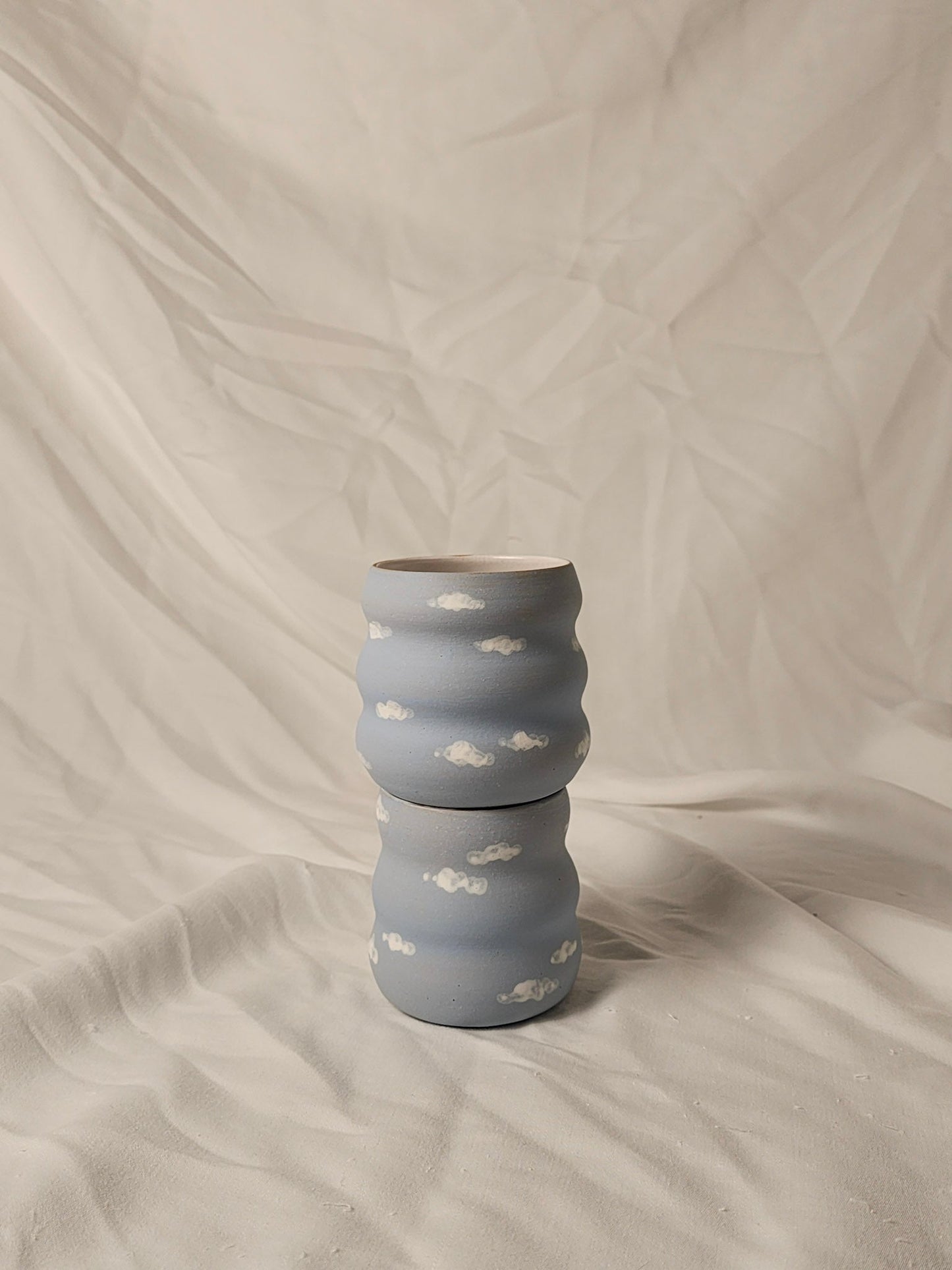 cloudie squiggle cup - matte white clouds - Kaelceramic