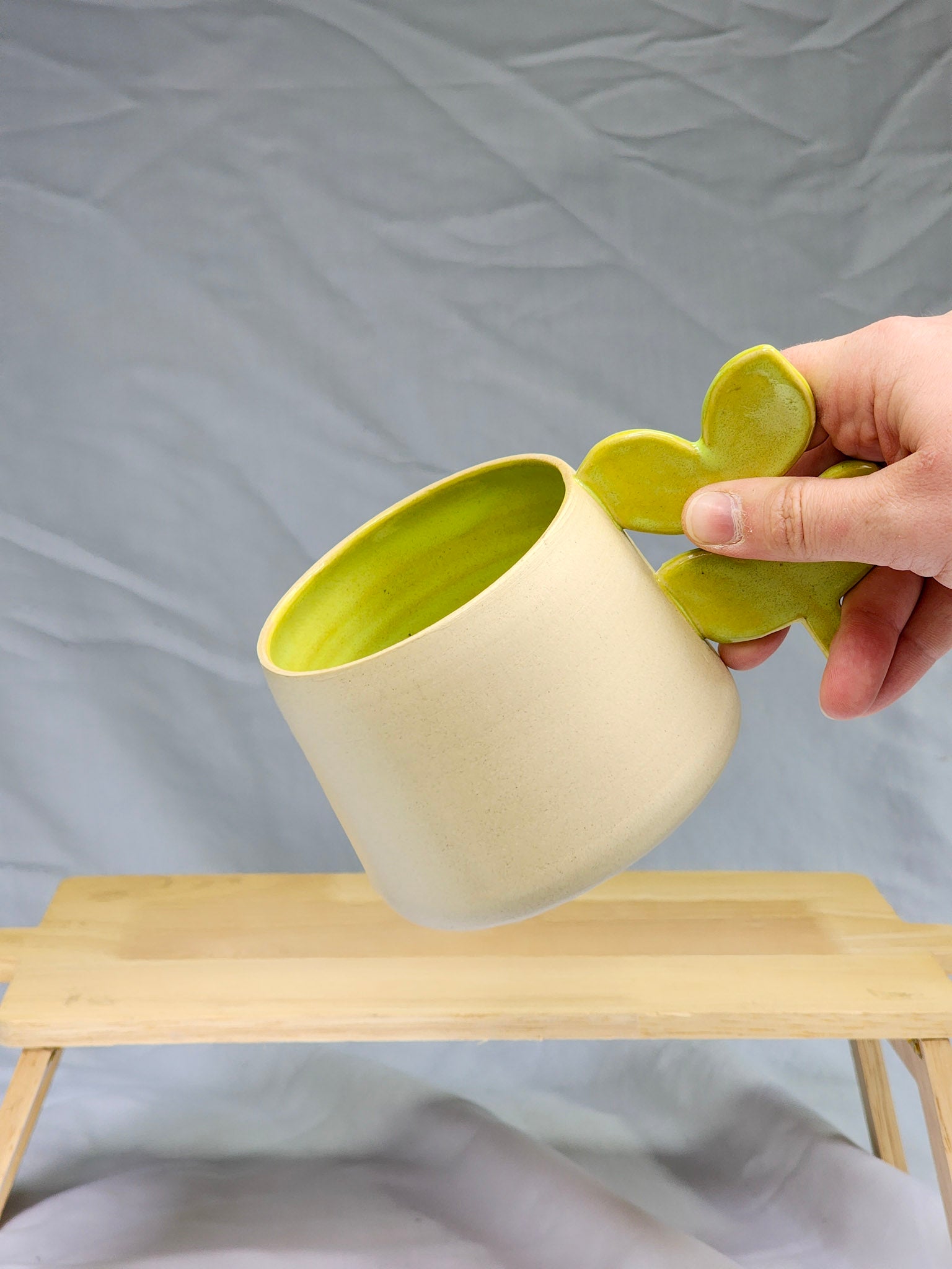green leaf handle mug - Kaelceramic