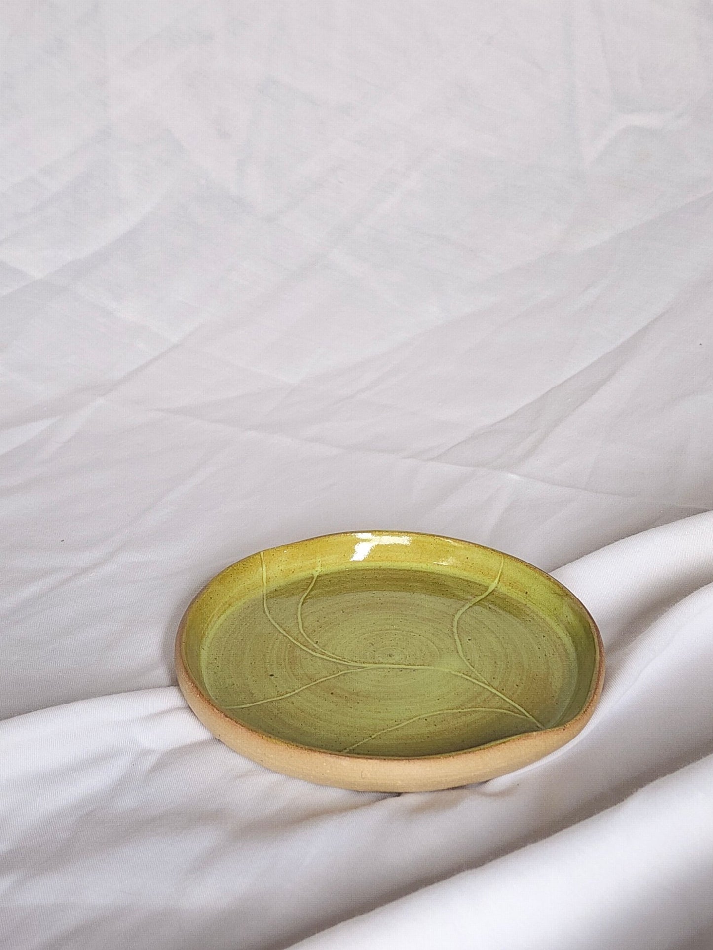 green lily leaf salad plate - Kaelceramic
