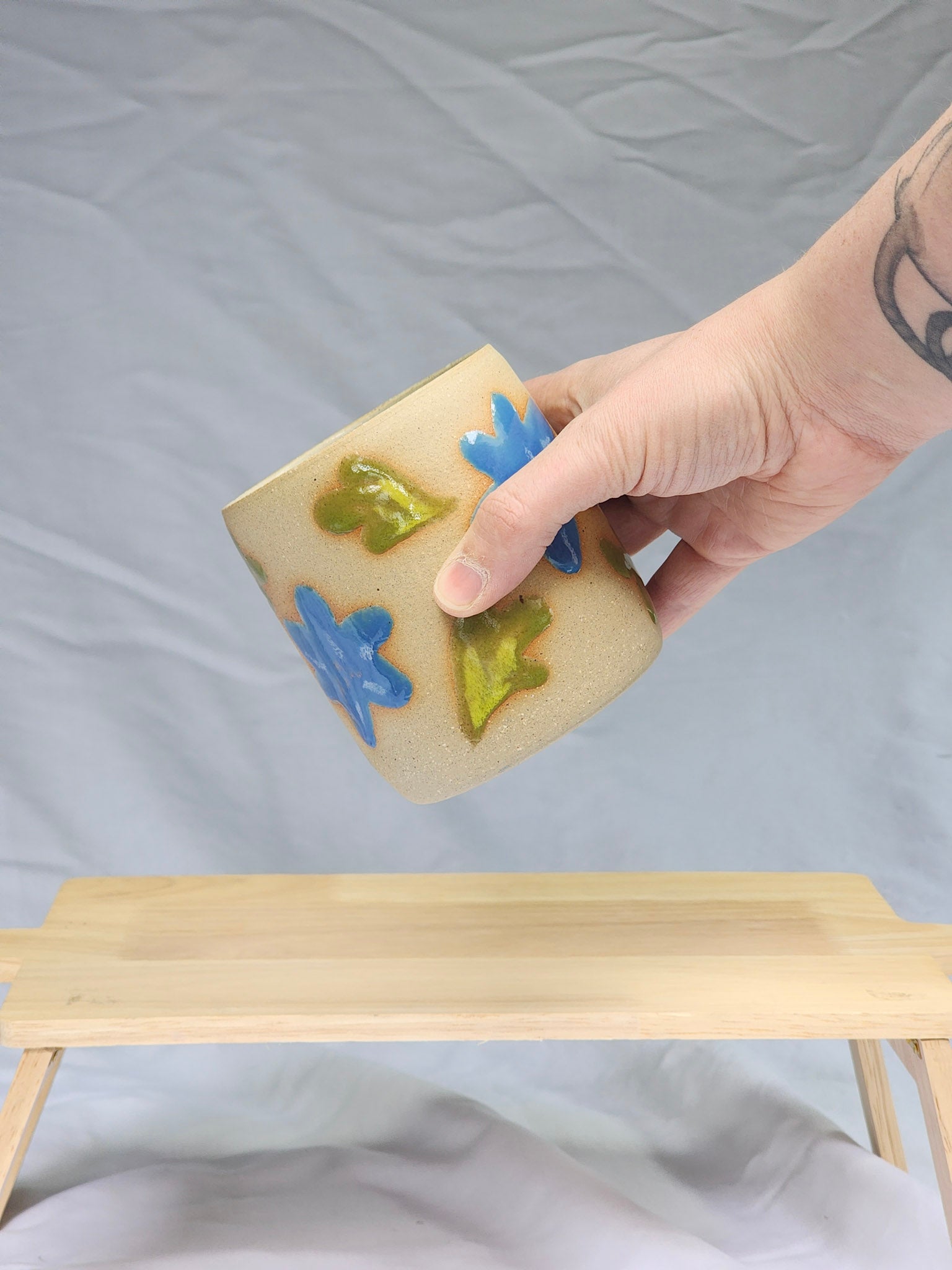 happy blue flower cup - Kaelceramic