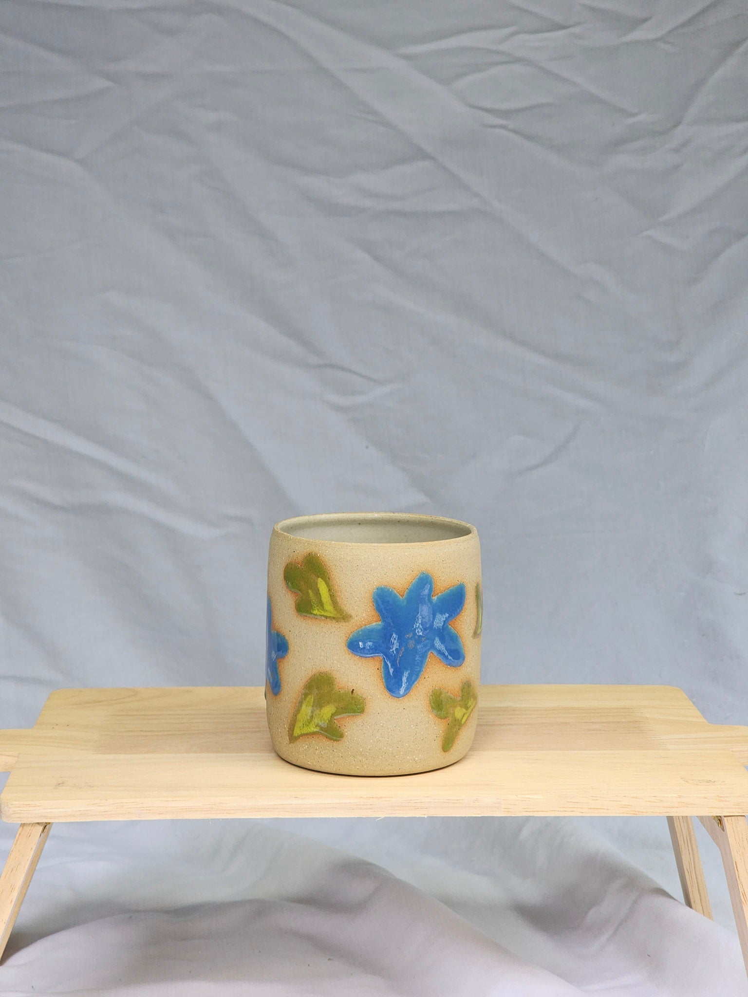 happy blue flower cup - Kaelceramic