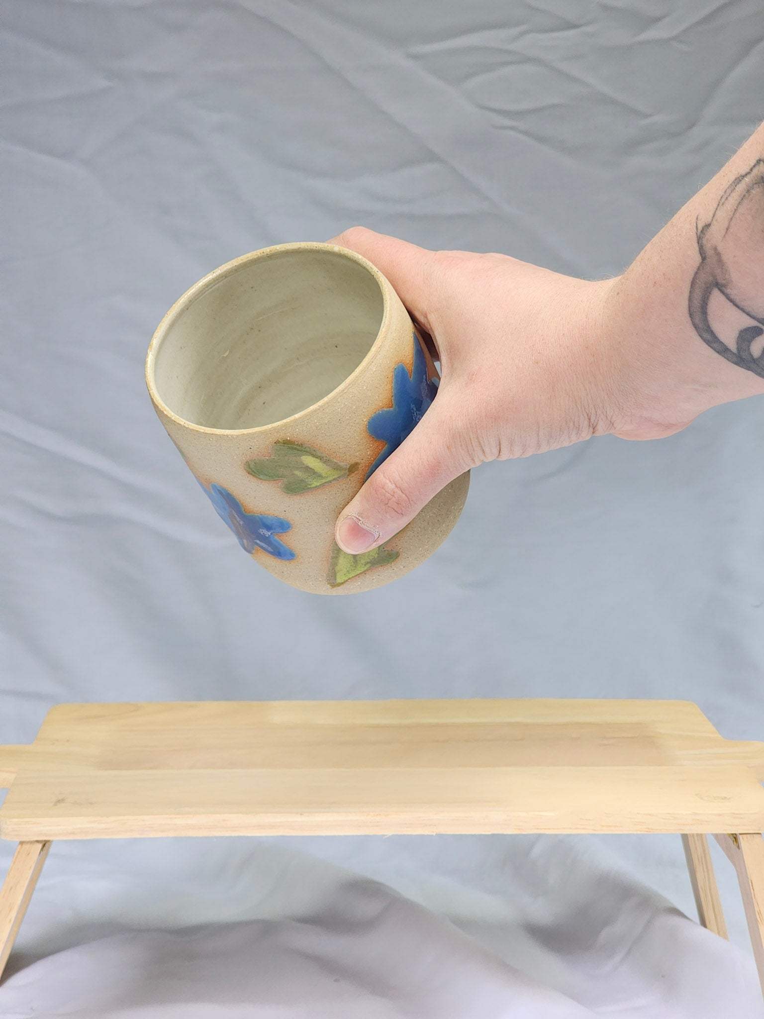 happy blue flower cup - Kaelceramic