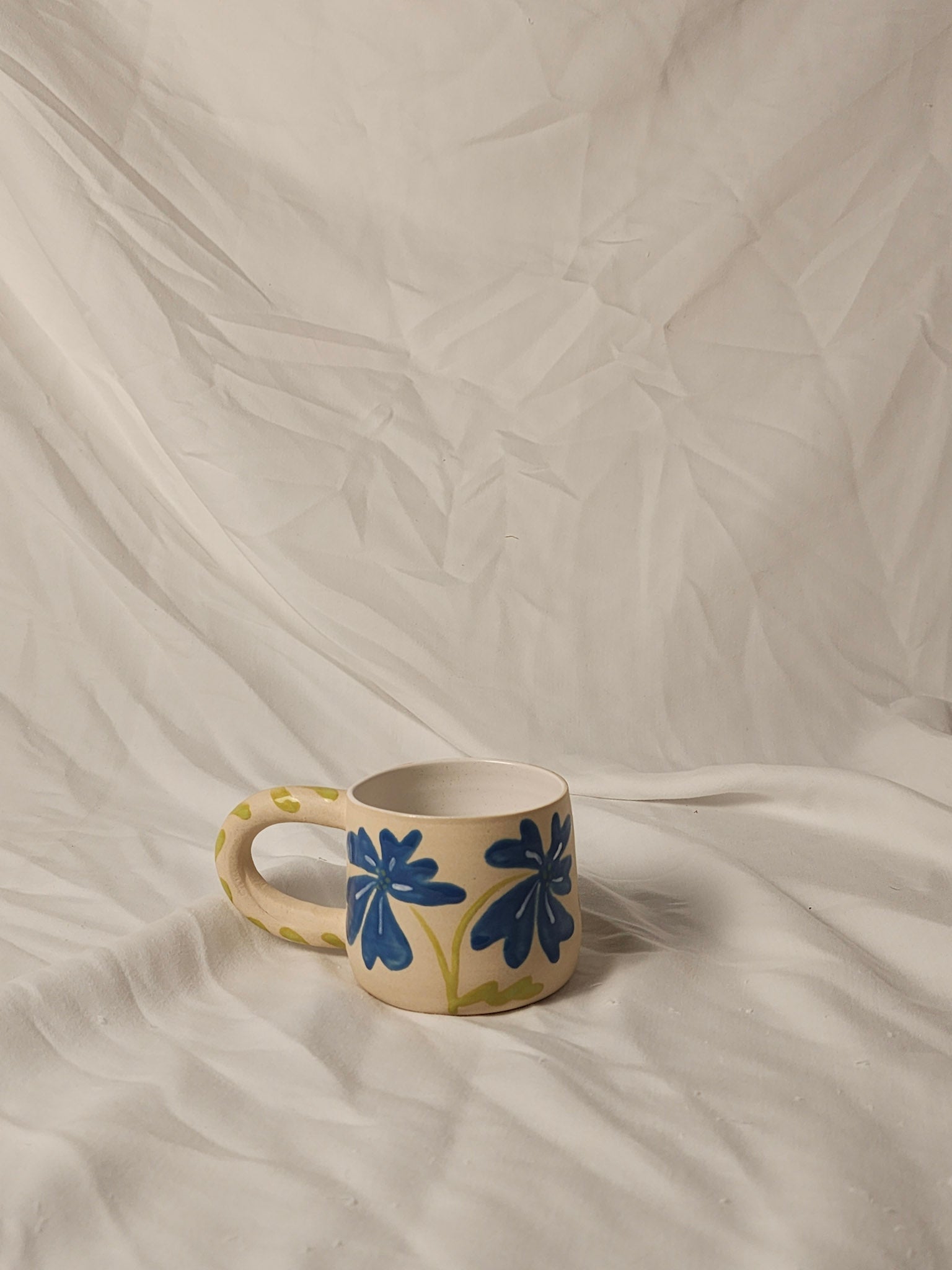 happy blue flowers mug 2 - Kaelceramic