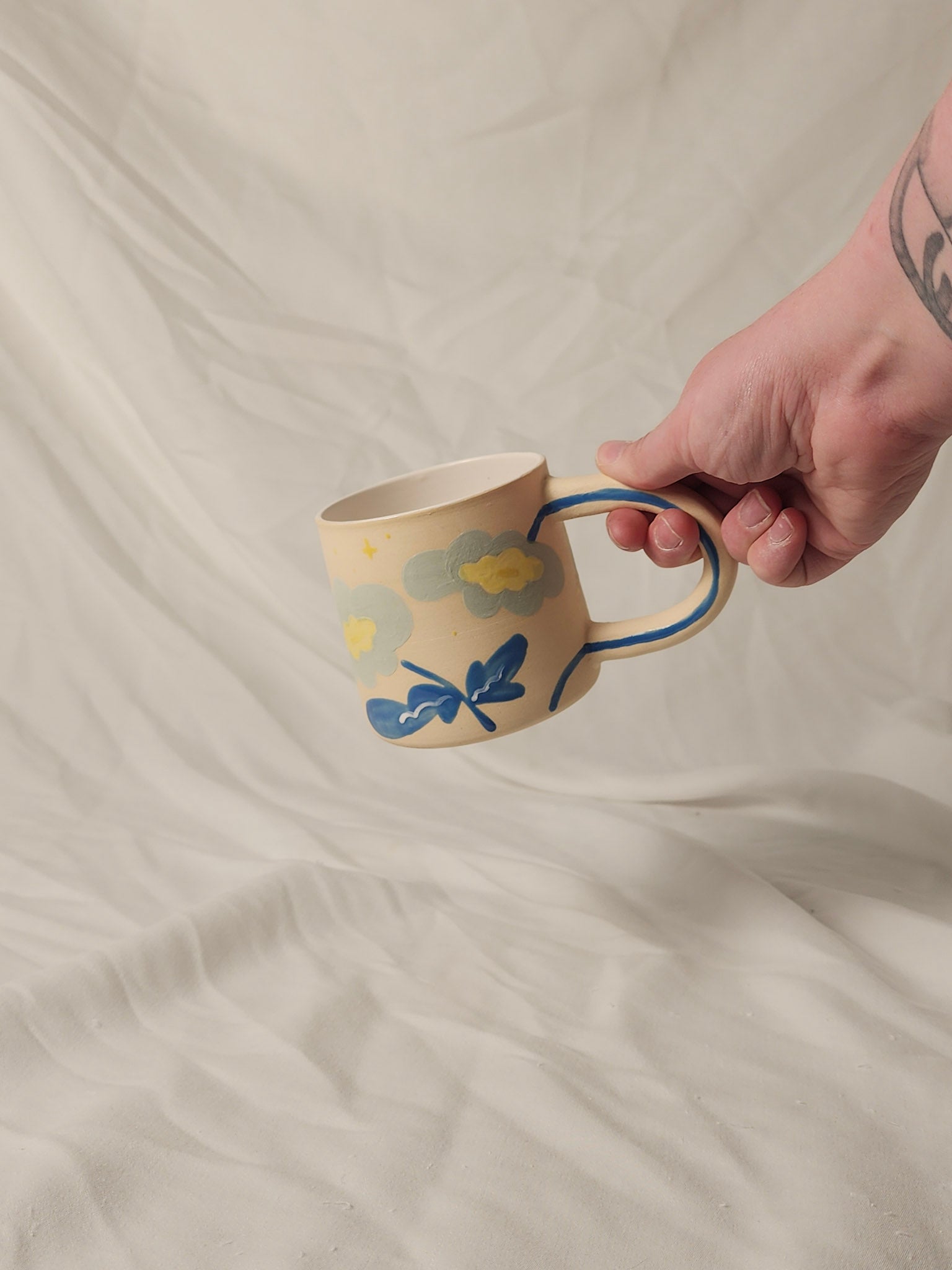 happy blue flowers mug - Kaelceramic