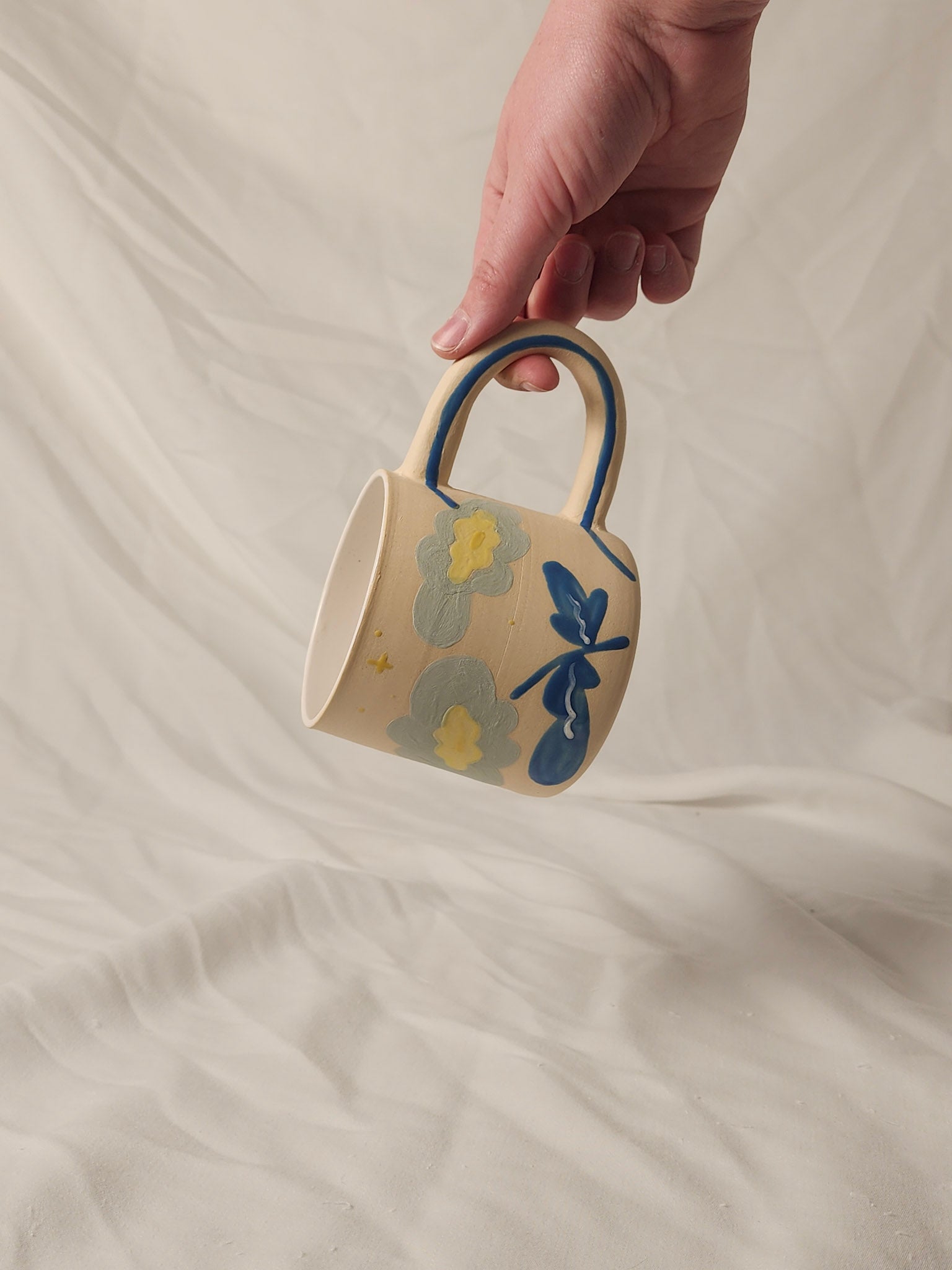 happy blue flowers mug - Kaelceramic