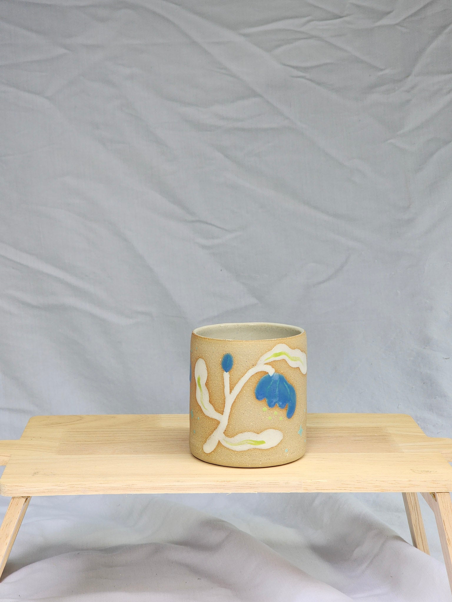 happy blue + white flower cup - Kaelceramic