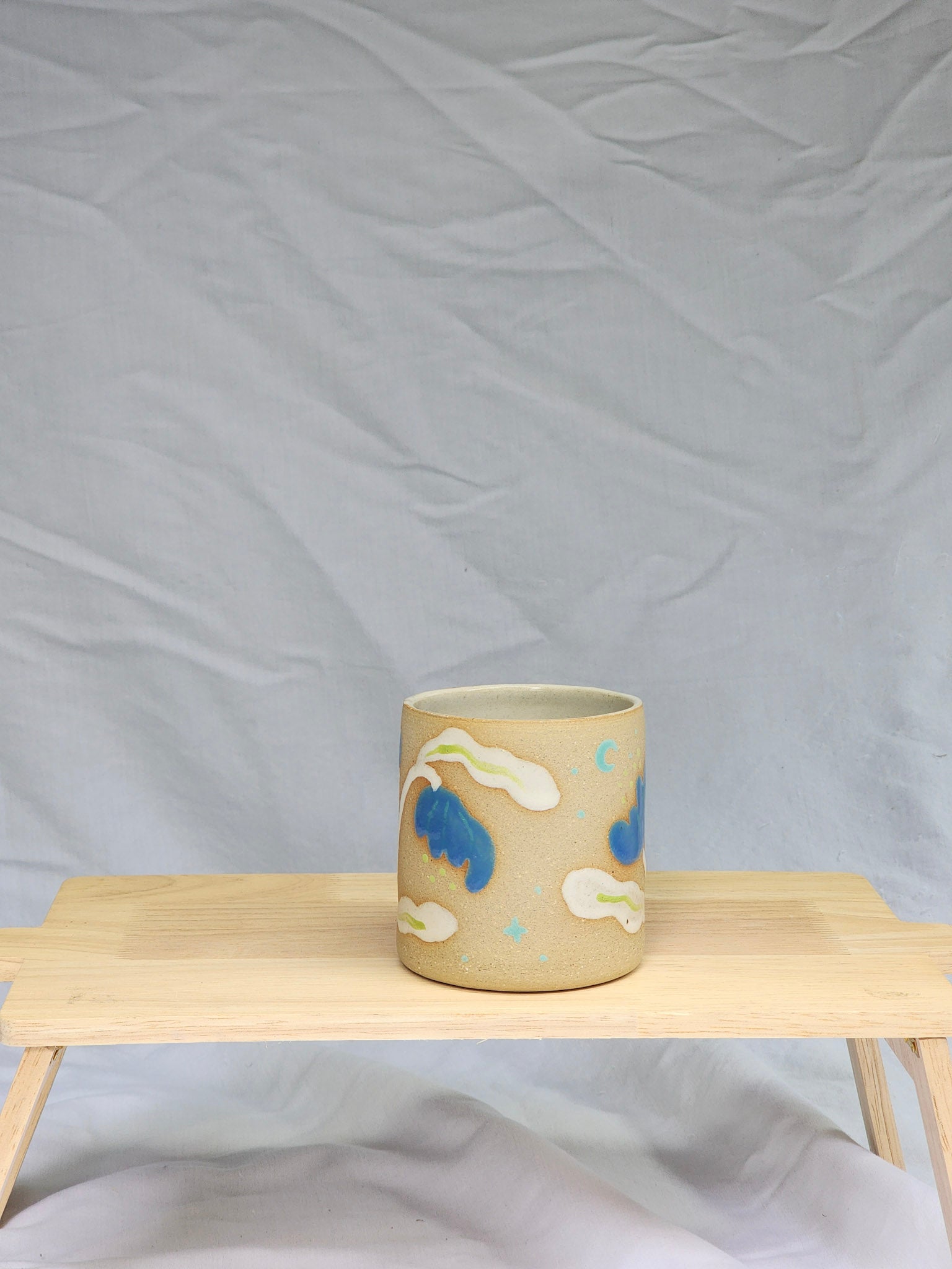 happy blue + white flower cup - Kaelceramic