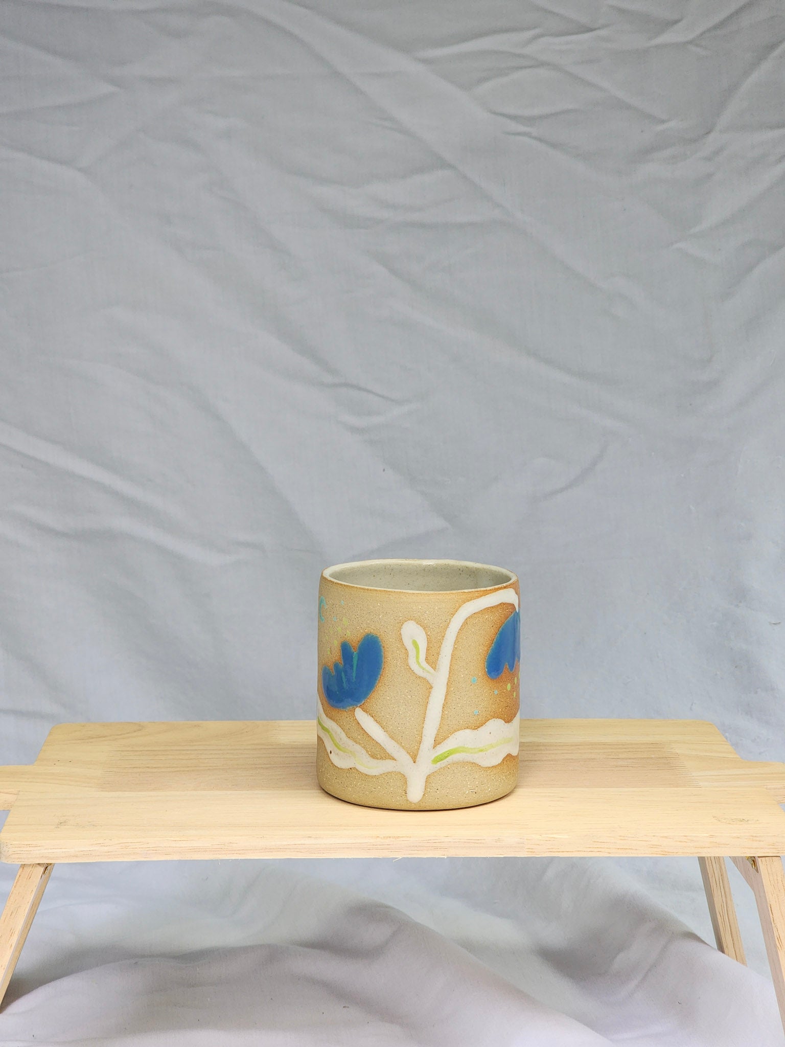 happy blue + white flower cup - Kaelceramic