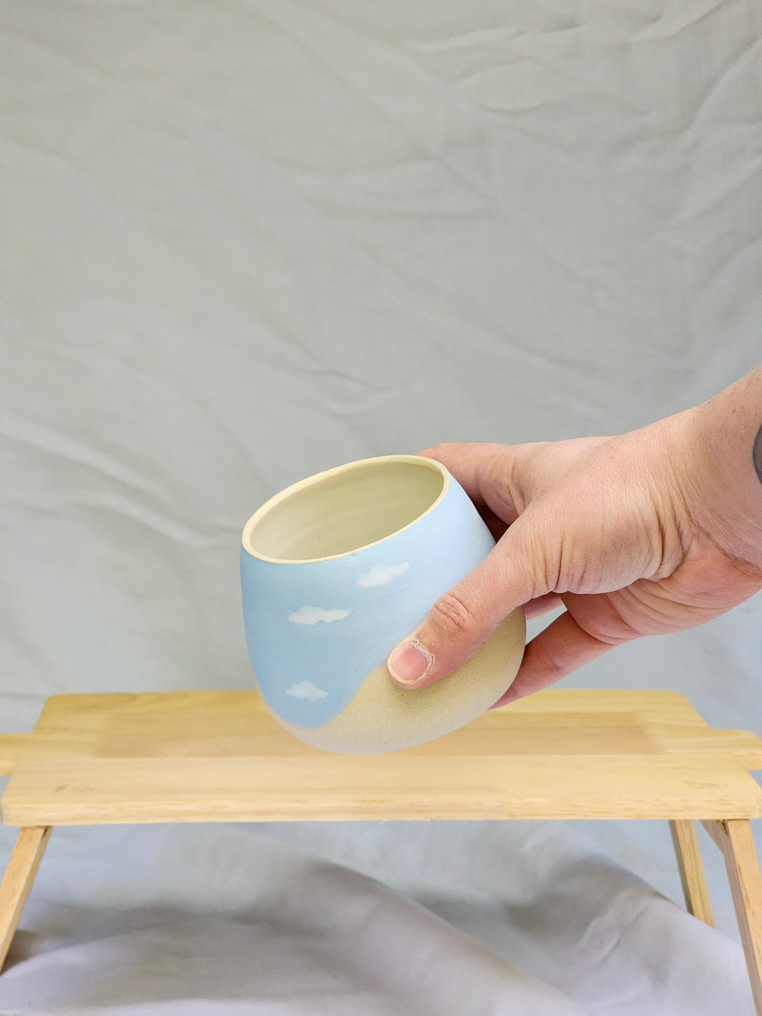 happy clouds wine cup ~ white - Kaelceramic