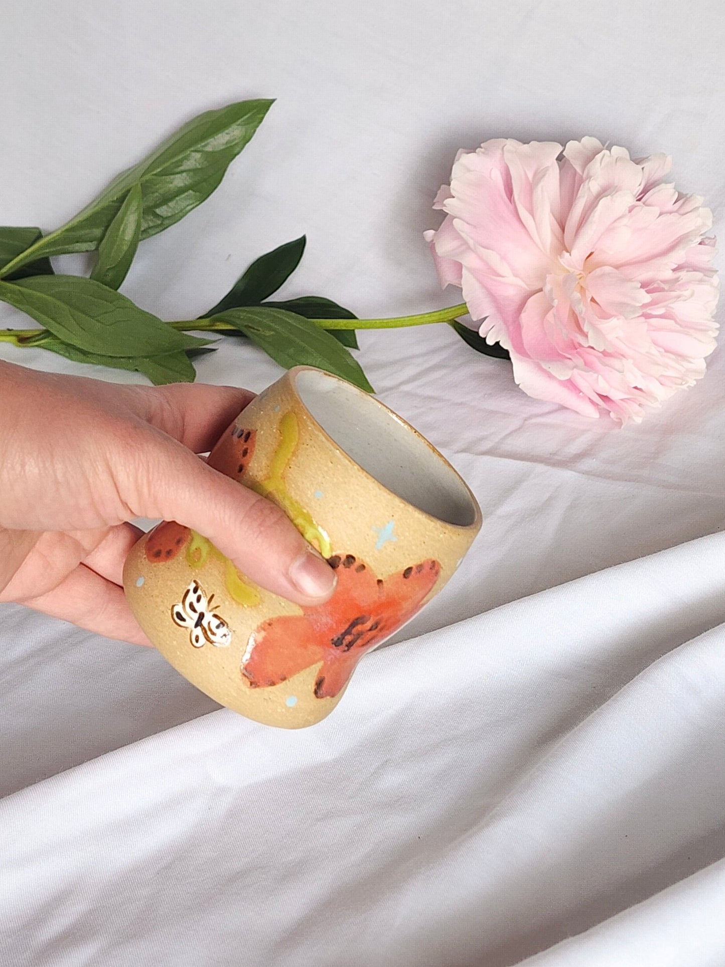 hot pink flower sipper - Kaelceramic