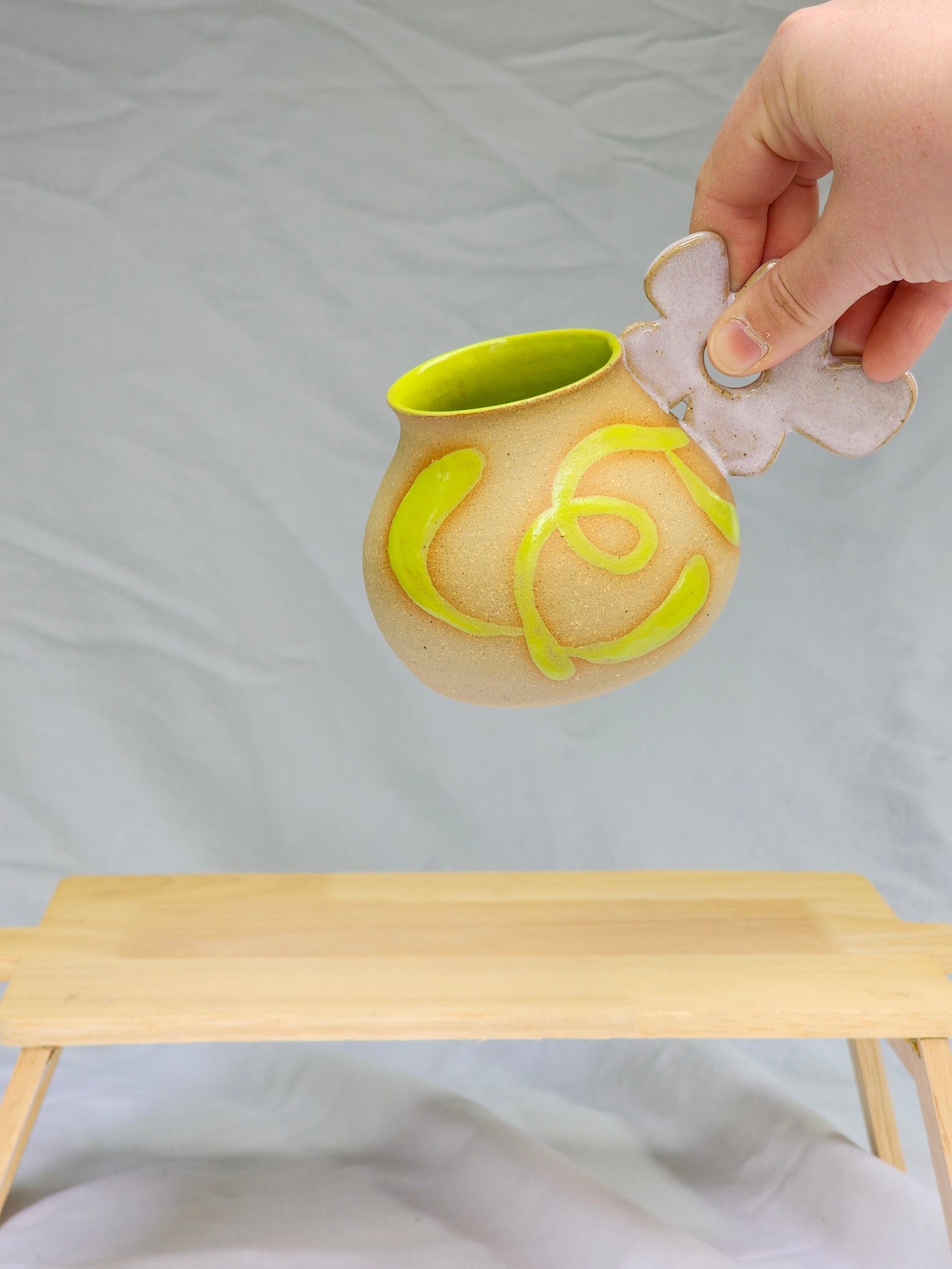 lilac flower handle mug - Kaelceramic