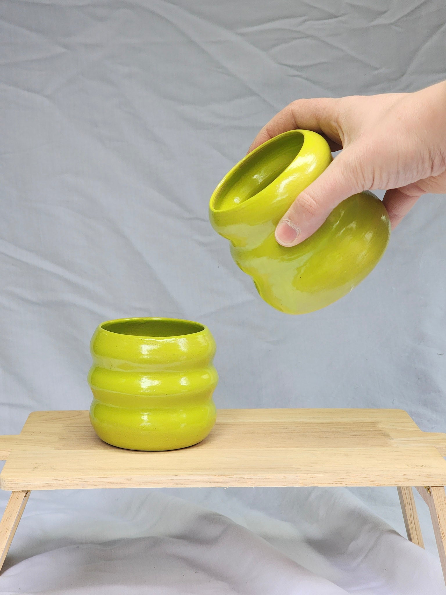 lime green squiggle cup - Kaelceramic