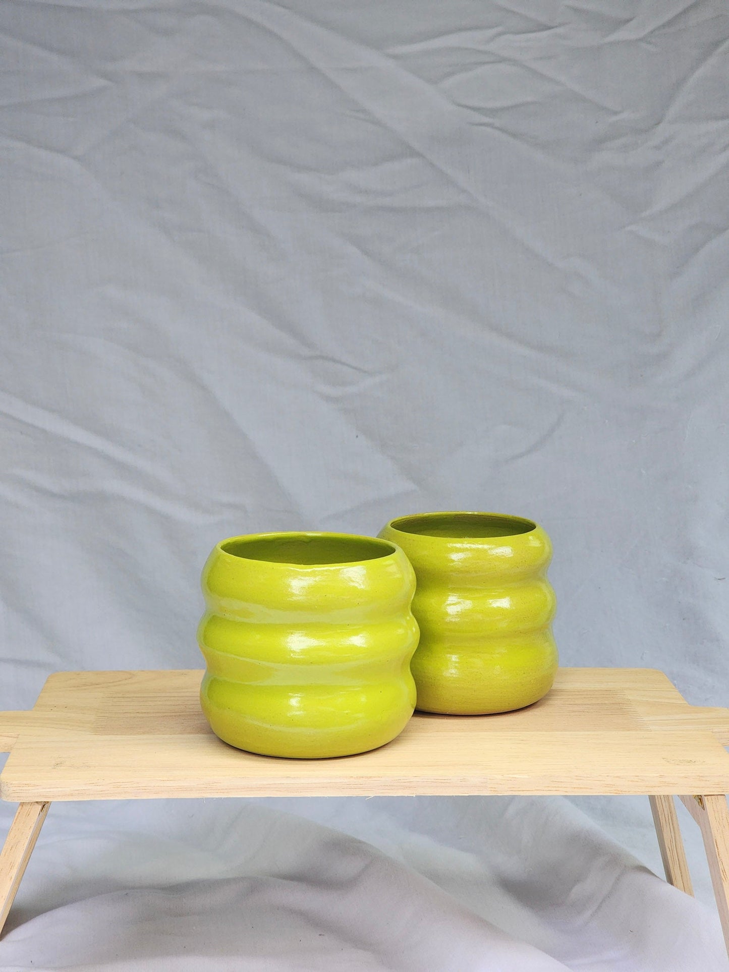lime green squiggle cup - Kaelceramic
