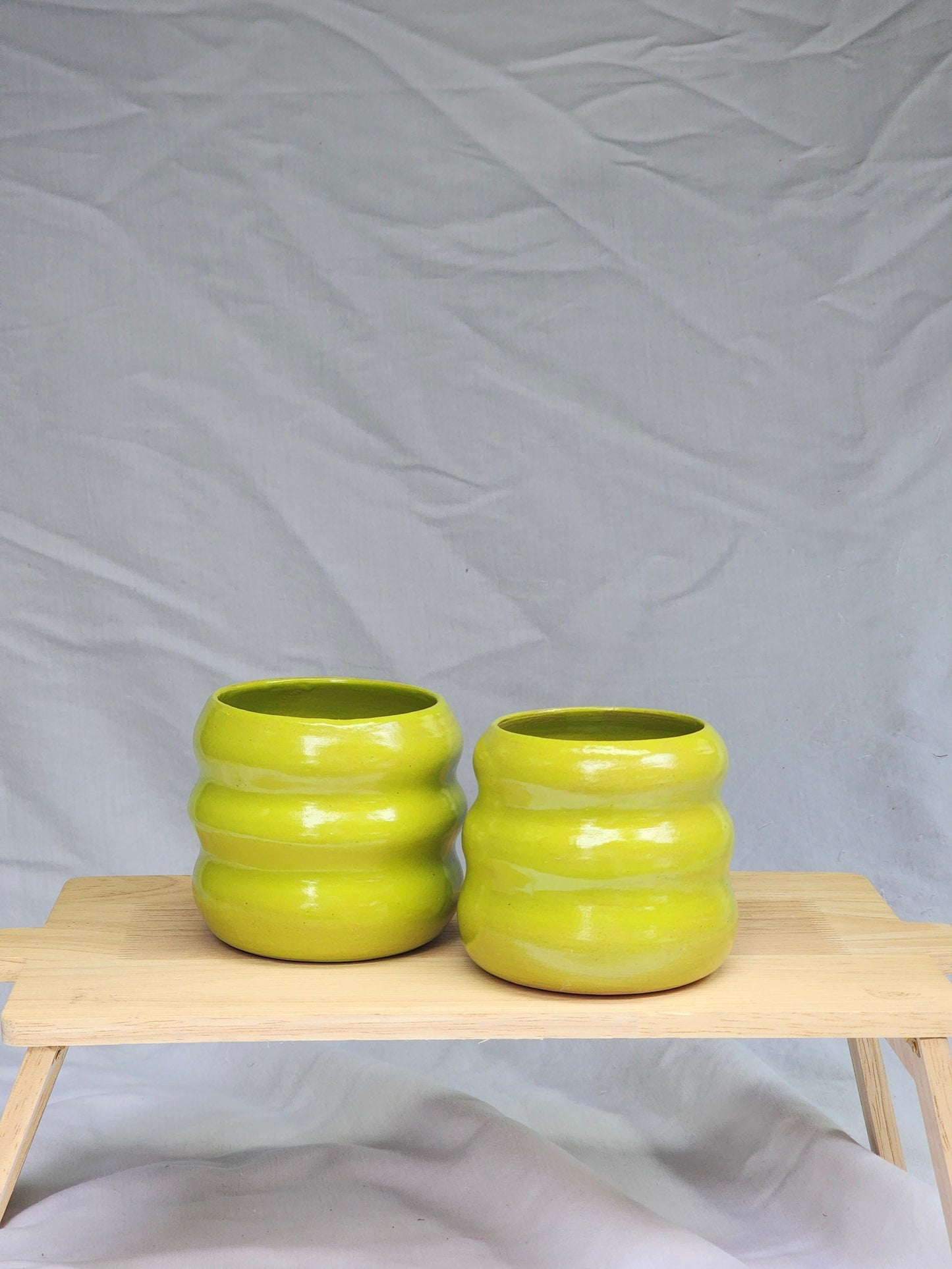 lime green squiggle cup - Kaelceramic
