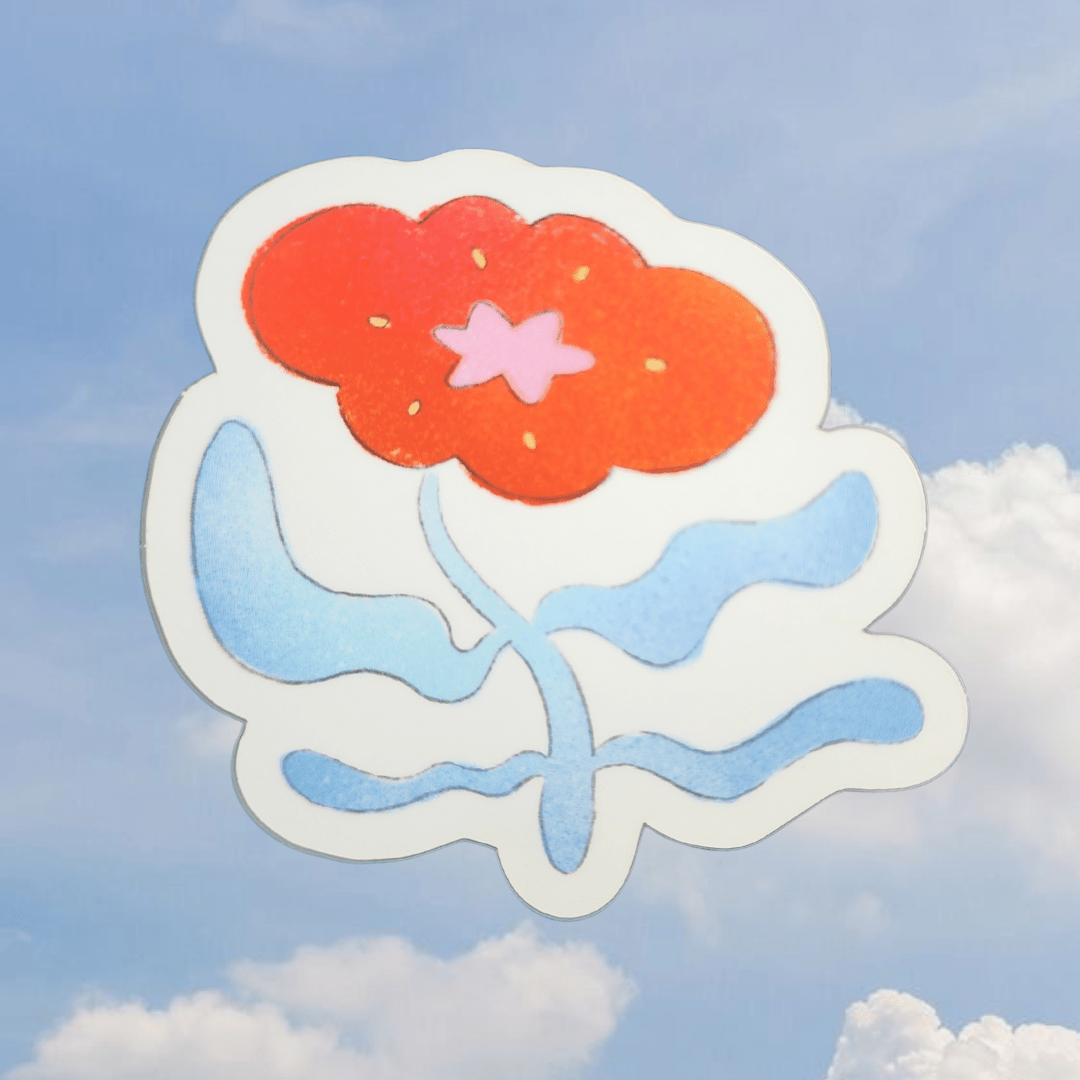 red flower sticker - Kaelceramic