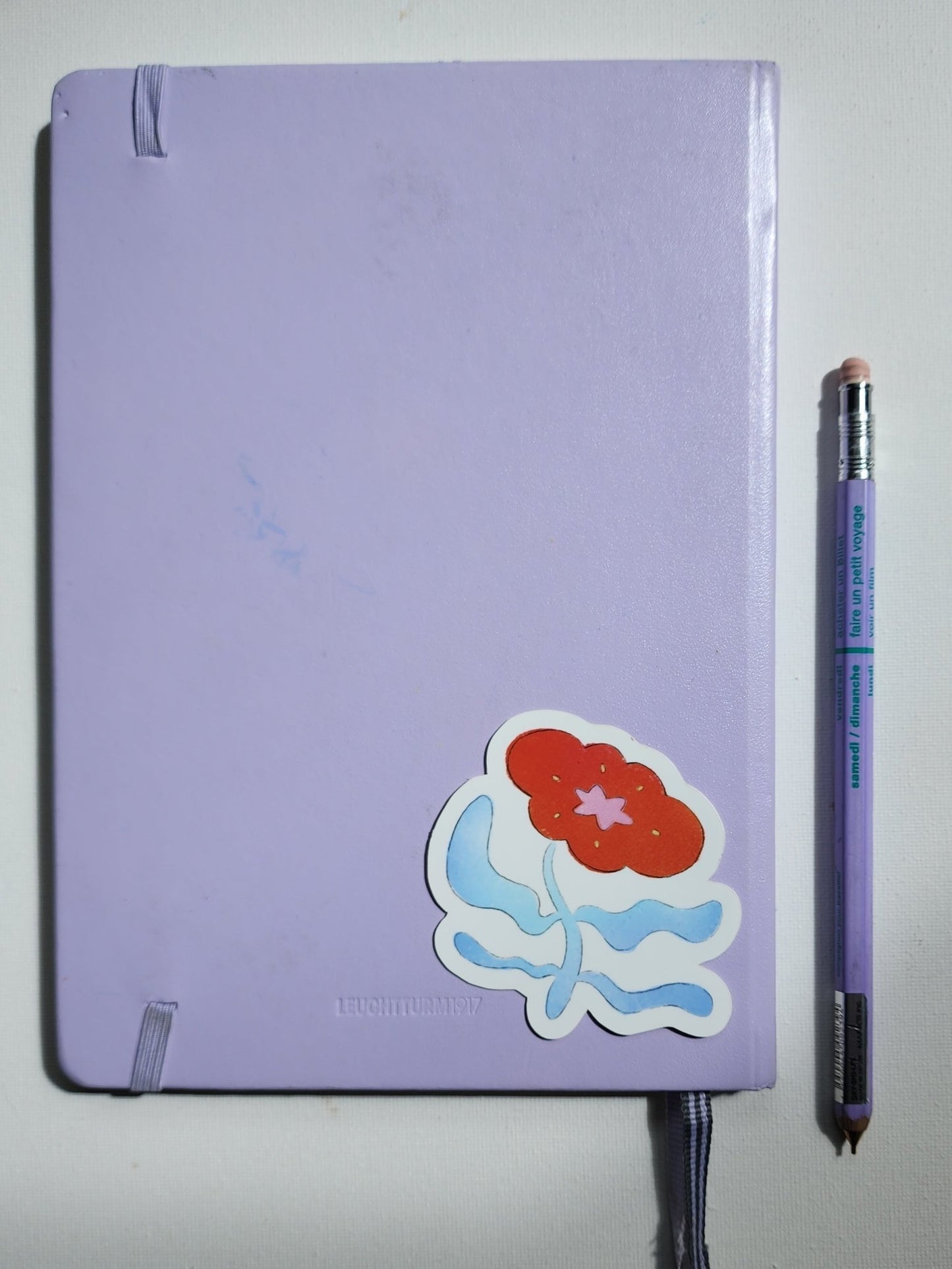 red flower sticker - Kaelceramic