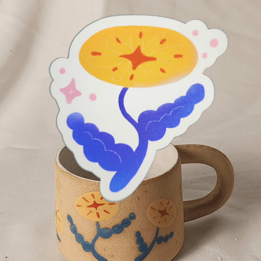 yellow flower sticker - Kaelceramic