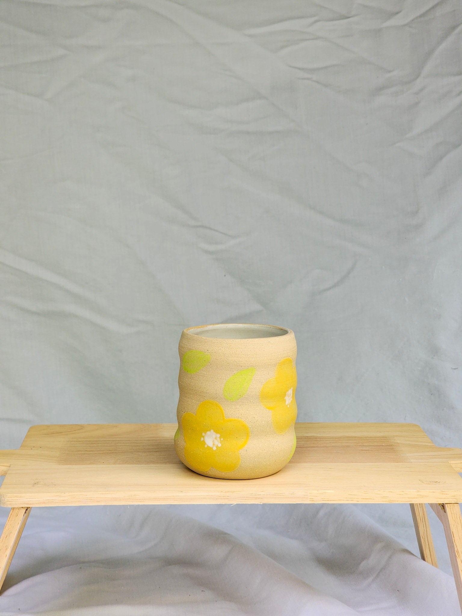 yellow flowers squiggle cup - Kaelceramic