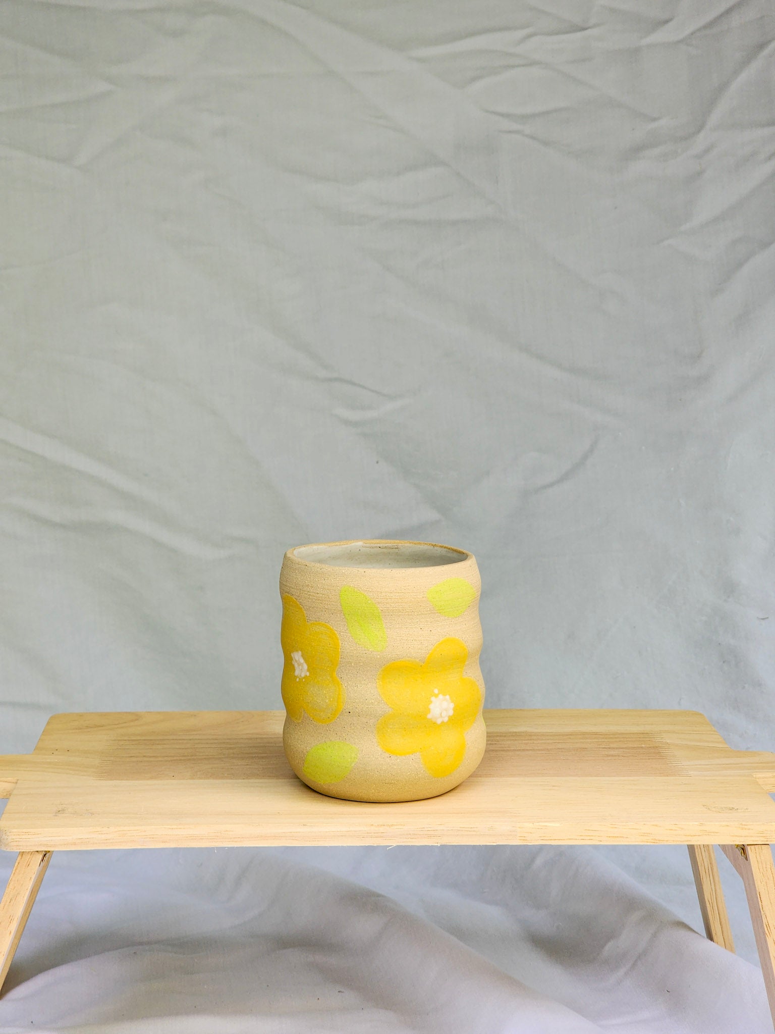 yellow flowers squiggle cup - Kaelceramic