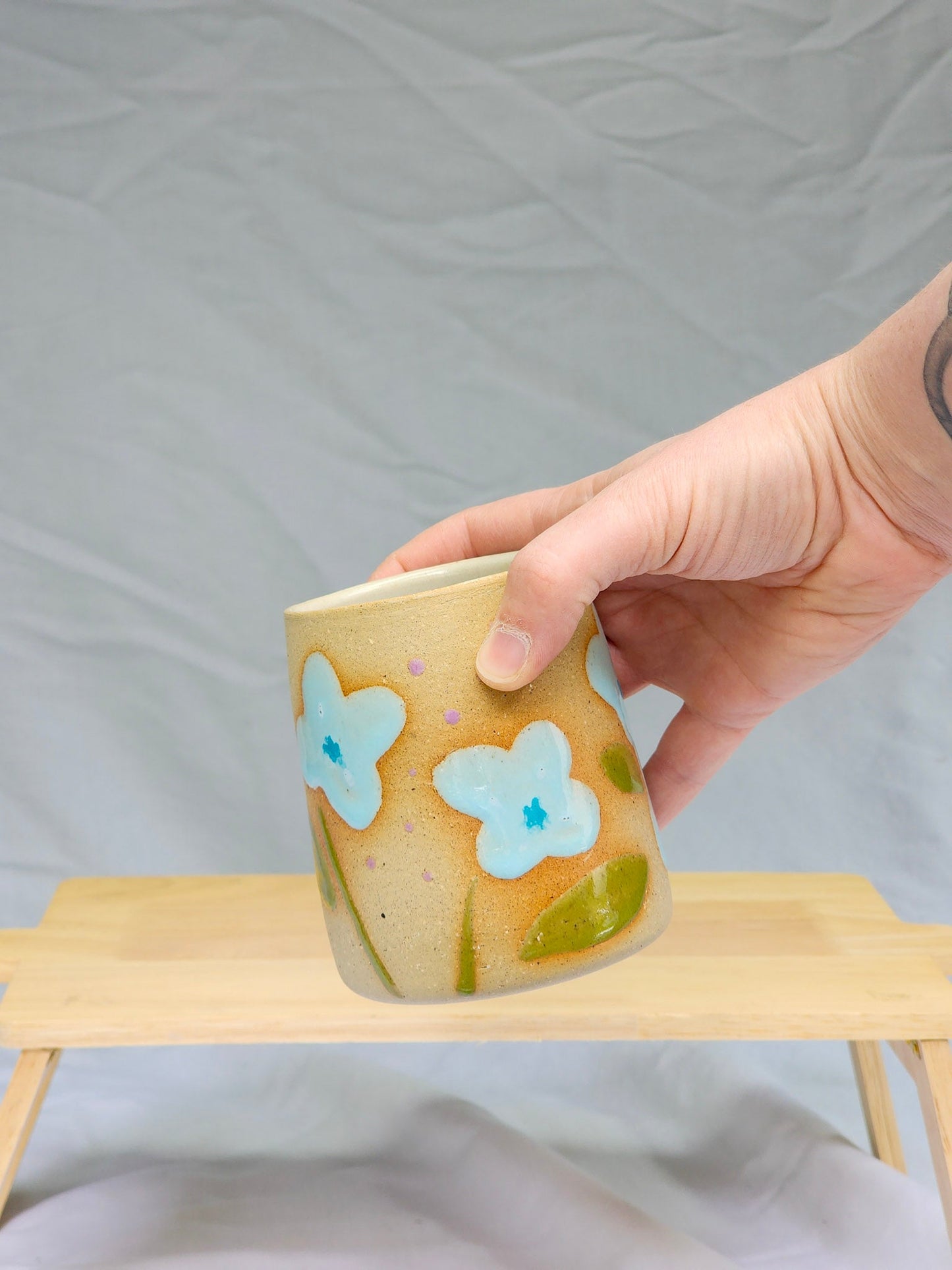 baby blue flower cup - Kaelceramic
