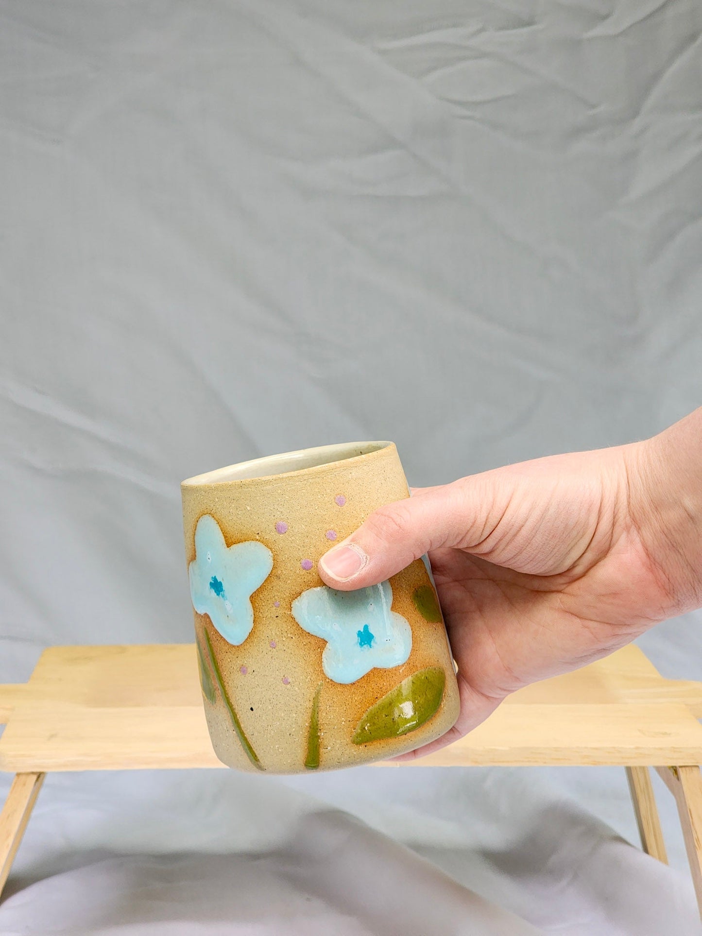 baby blue flower cup - Kaelceramic