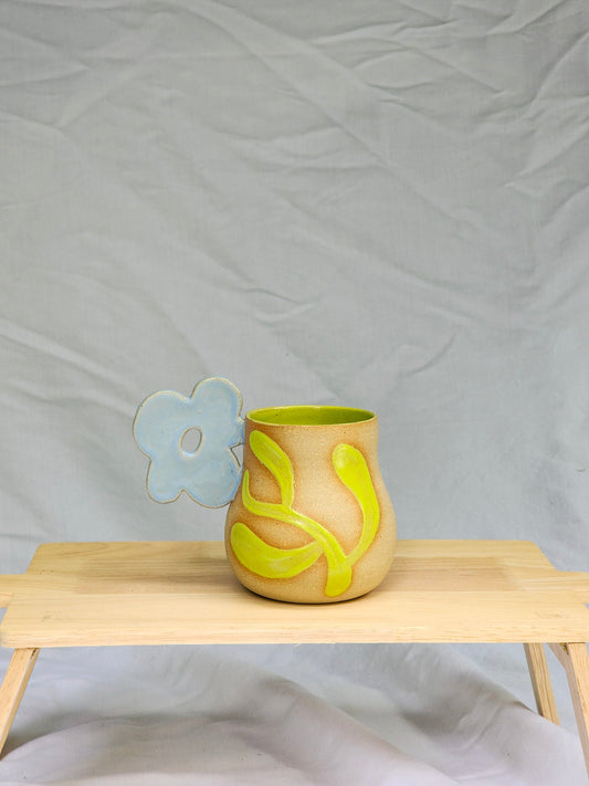 blue flower handle mug - Kaelceramic