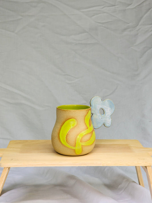 blue flower handle mug - Kaelceramic