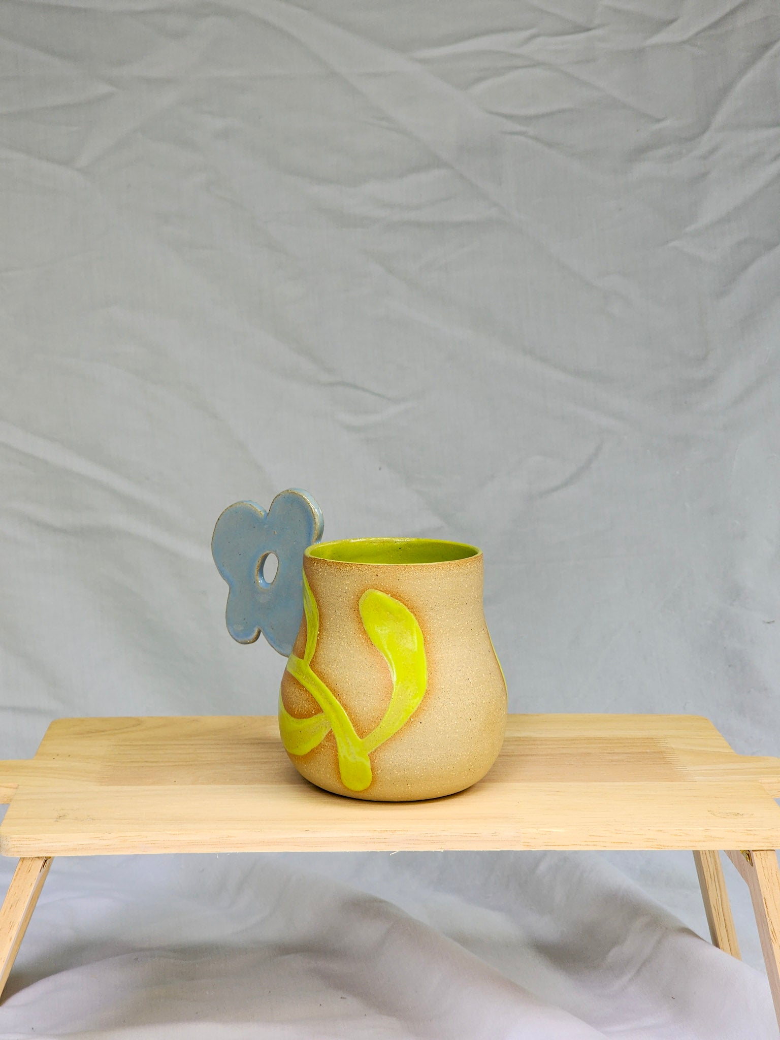 blue flower handle mug - Kaelceramic