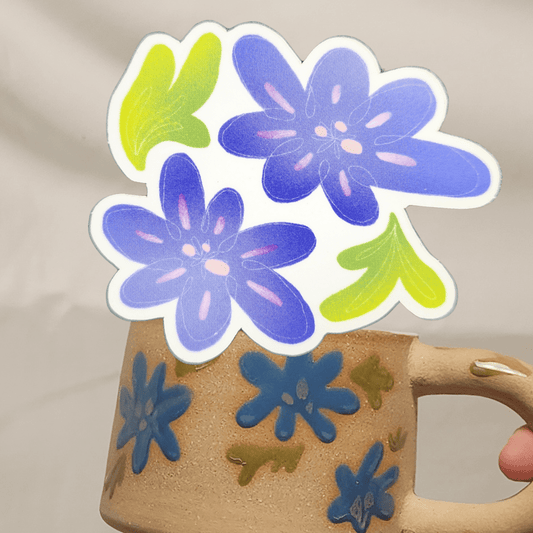 blue flower sticker - Kaelceramic