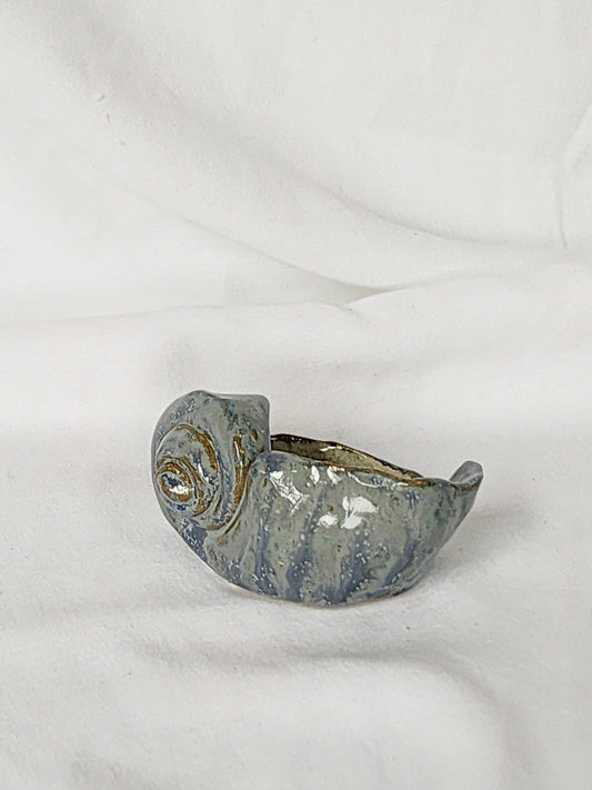 blue spiral shell trinket dish - Kaelceramic