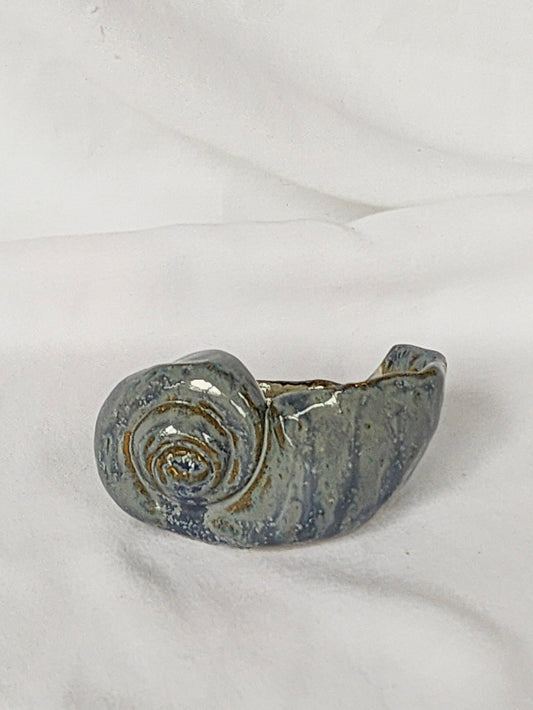 blue spiral shell trinket dish - Kaelceramic