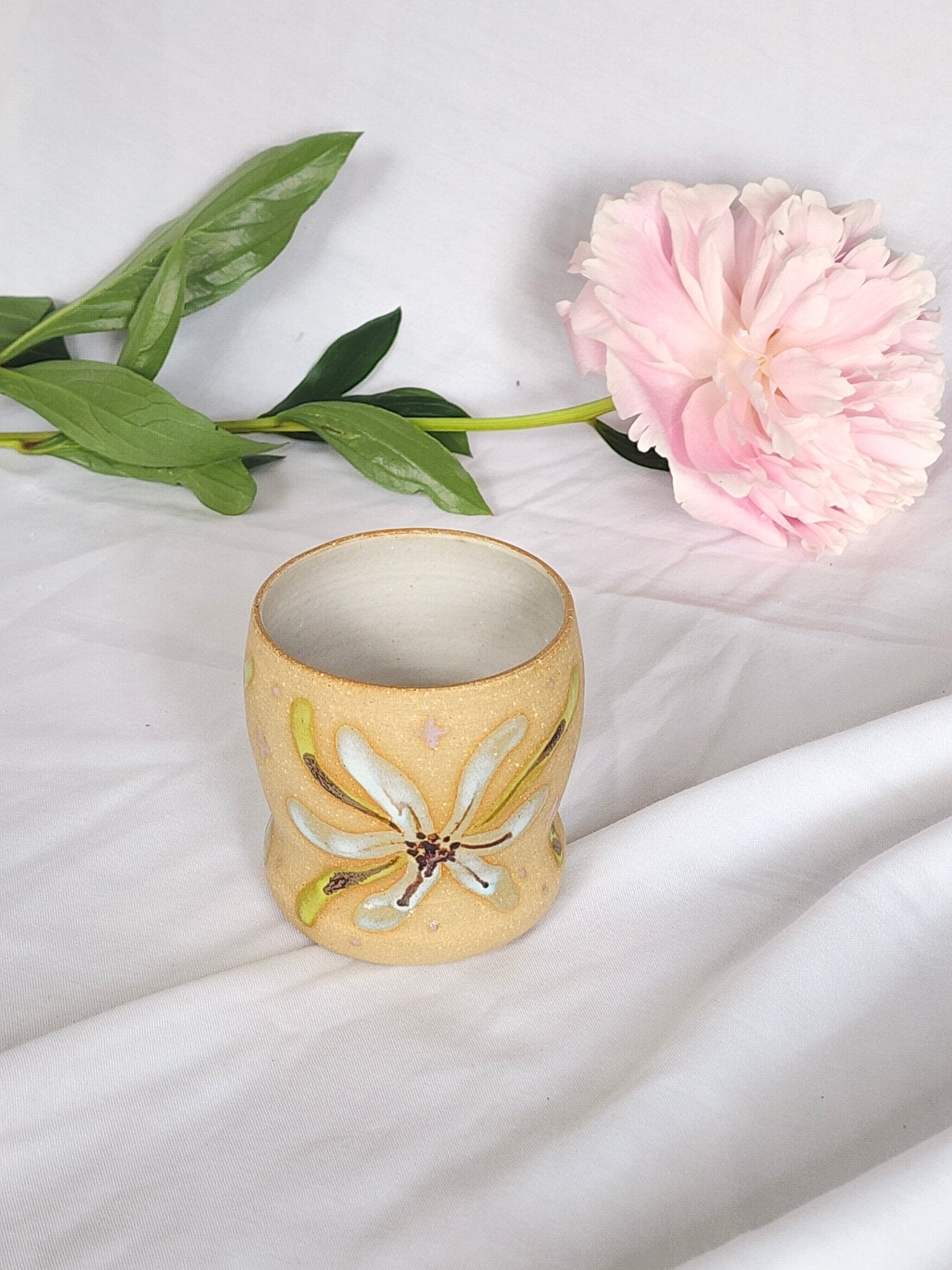 blue striped flower sipper - Kaelceramic
