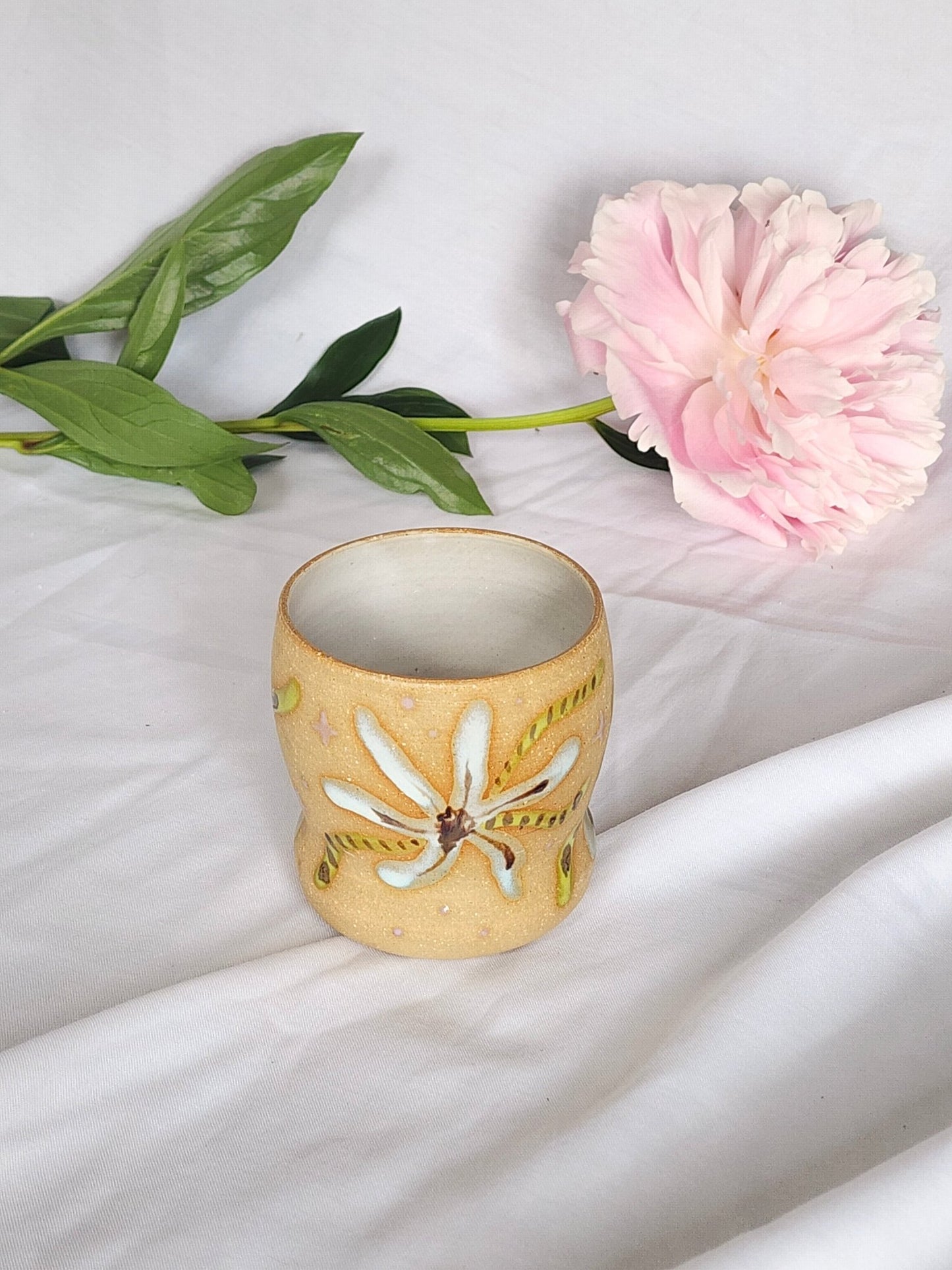 blue striped flower sipper - Kaelceramic