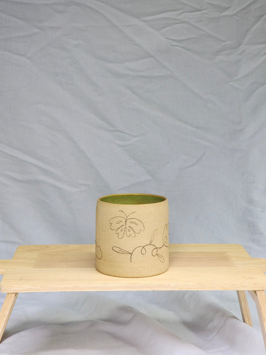 butterfly + bird ~ sketch cup - Kaelceramic