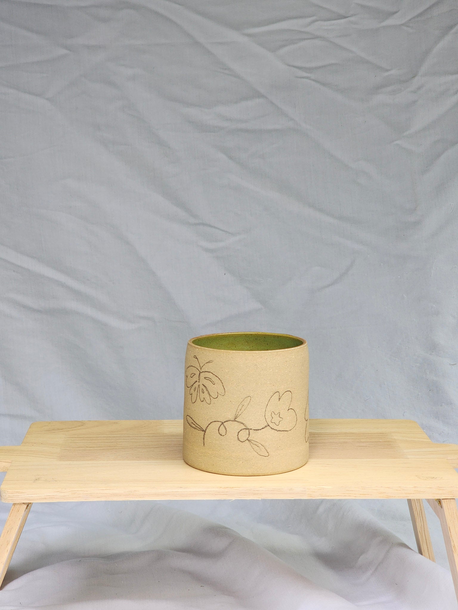 butterfly + bird ~ sketch cup - Kaelceramic