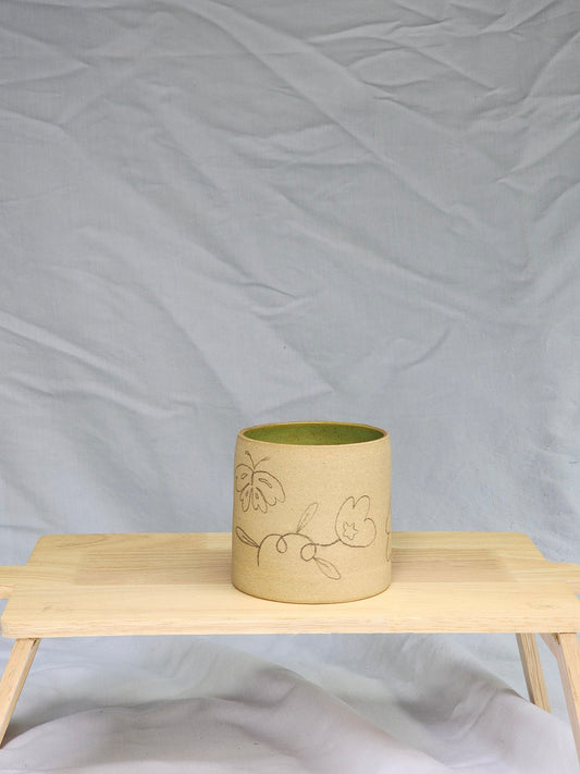butterfly + bird ~ sketch cup - Kaelceramic