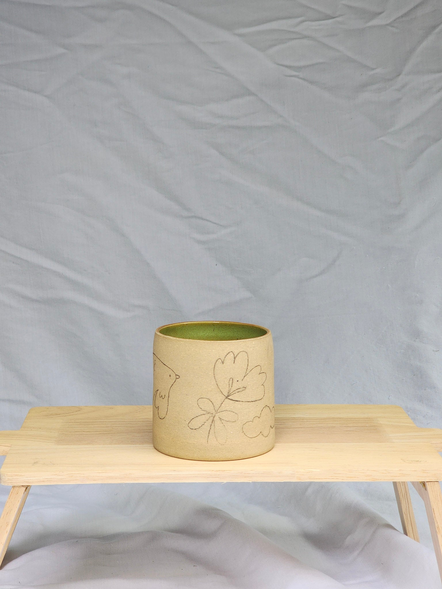 butterfly + bird ~ sketch cup - Kaelceramic