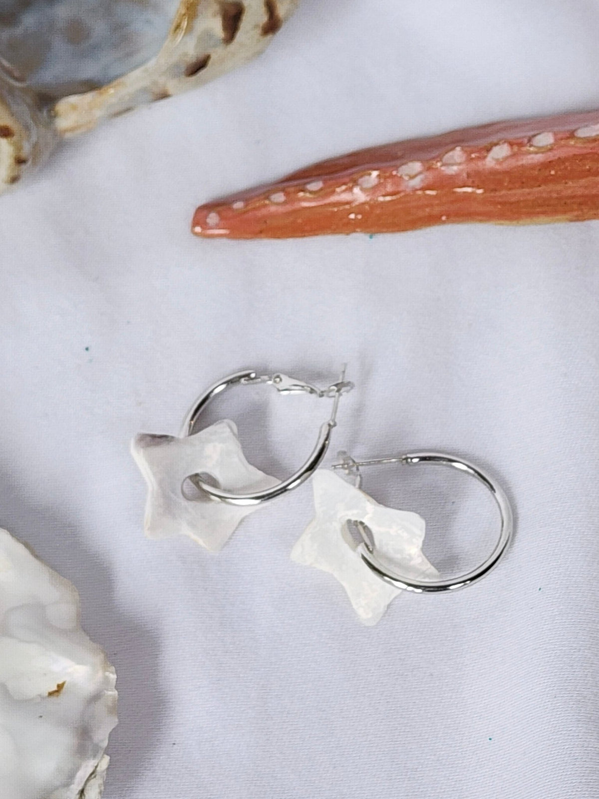 carved starfish earrings - Kaelceramic